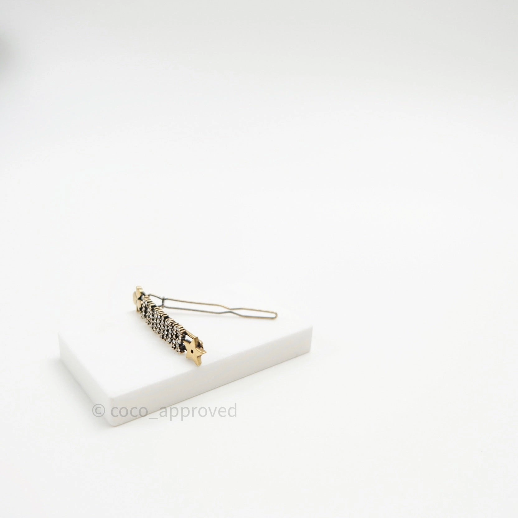 Christian Dior Hair Clip J'adior Clover Star Antique Gold