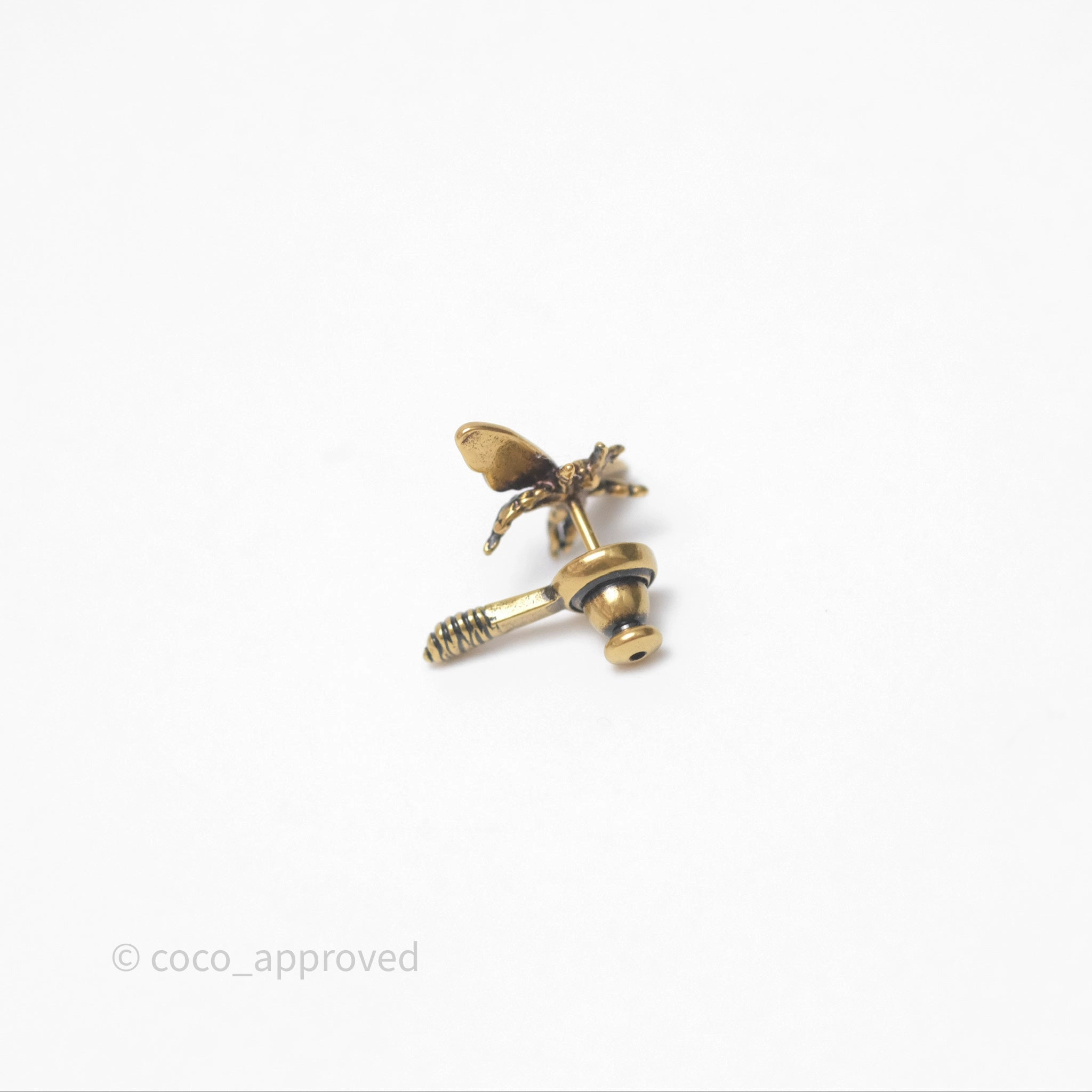 Christian Dior J'Adior Bee Earrings Aged Gold Tone