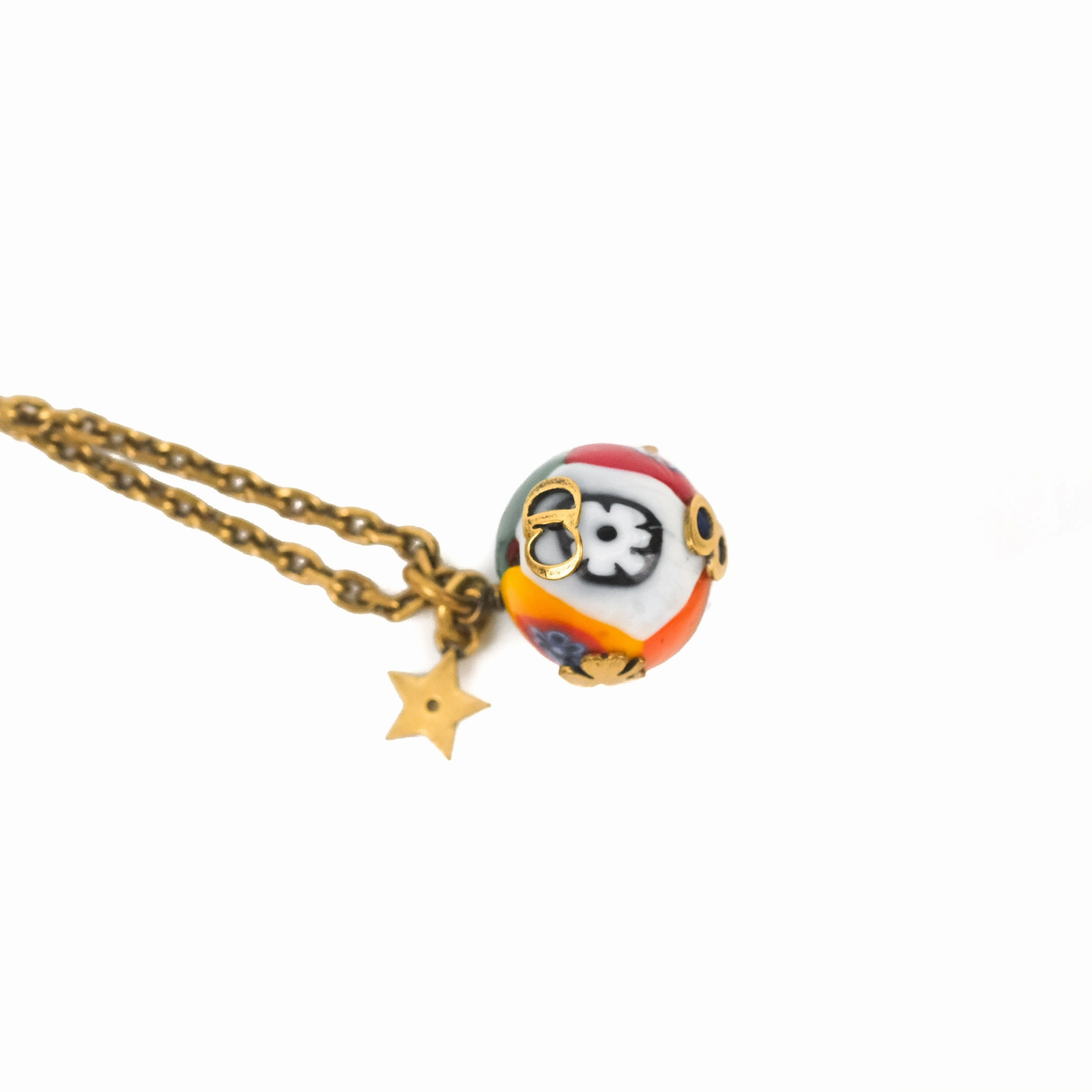 Christian Dior J'Adior Cloisonne Metal/Enamel Necklace Antique Gold Tone