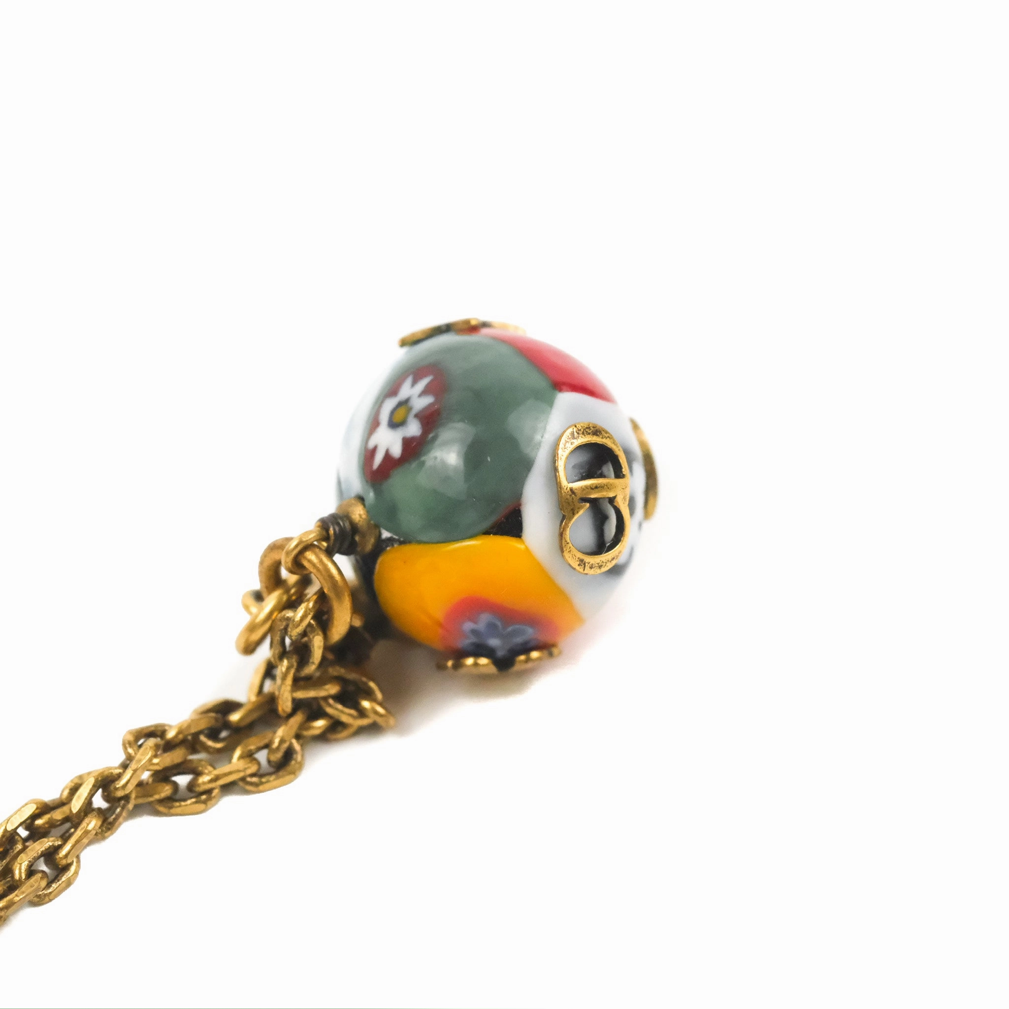 Christian Dior J'Adior Cloisonne Metal/Enamel Necklace Antique Gold Tone