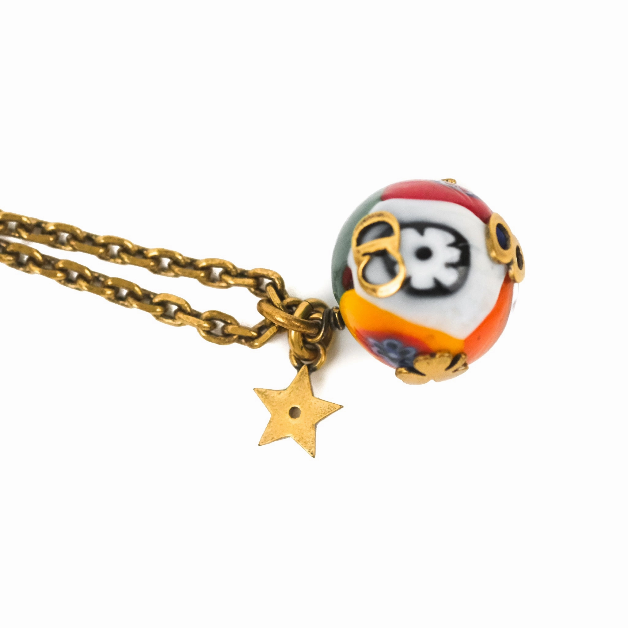 Christian Dior J'Adior Cloisonne Metal/Enamel Necklace Antique Gold Tone