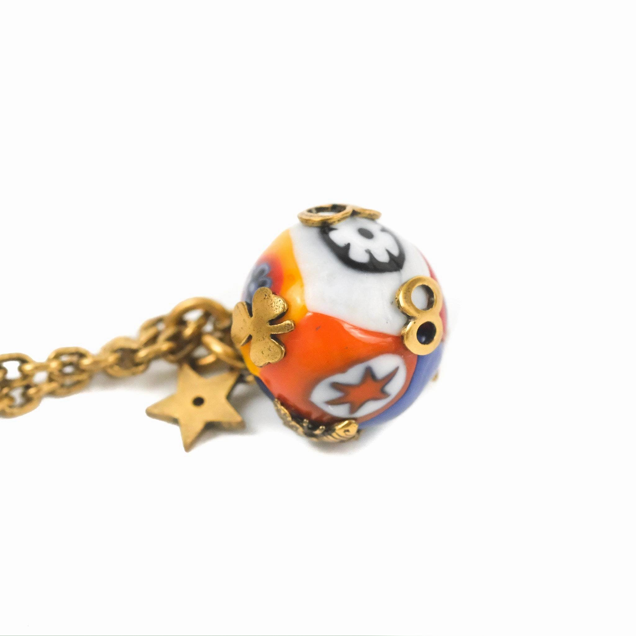 Christian Dior J'Adior Cloisonne Metal/Enamel Necklace Antique Gold Tone
