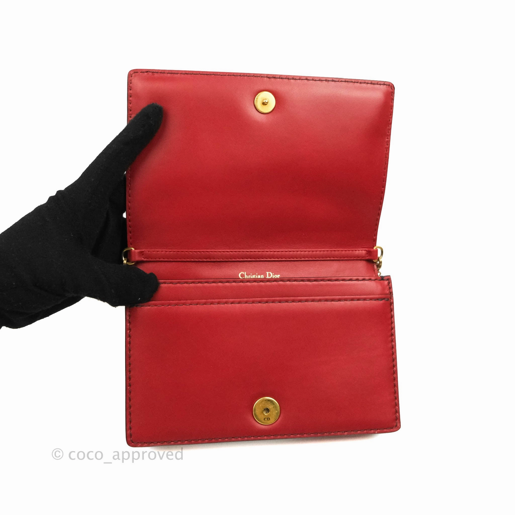 Christian Dior J'Adior Pouch with Chain Red Calfskin