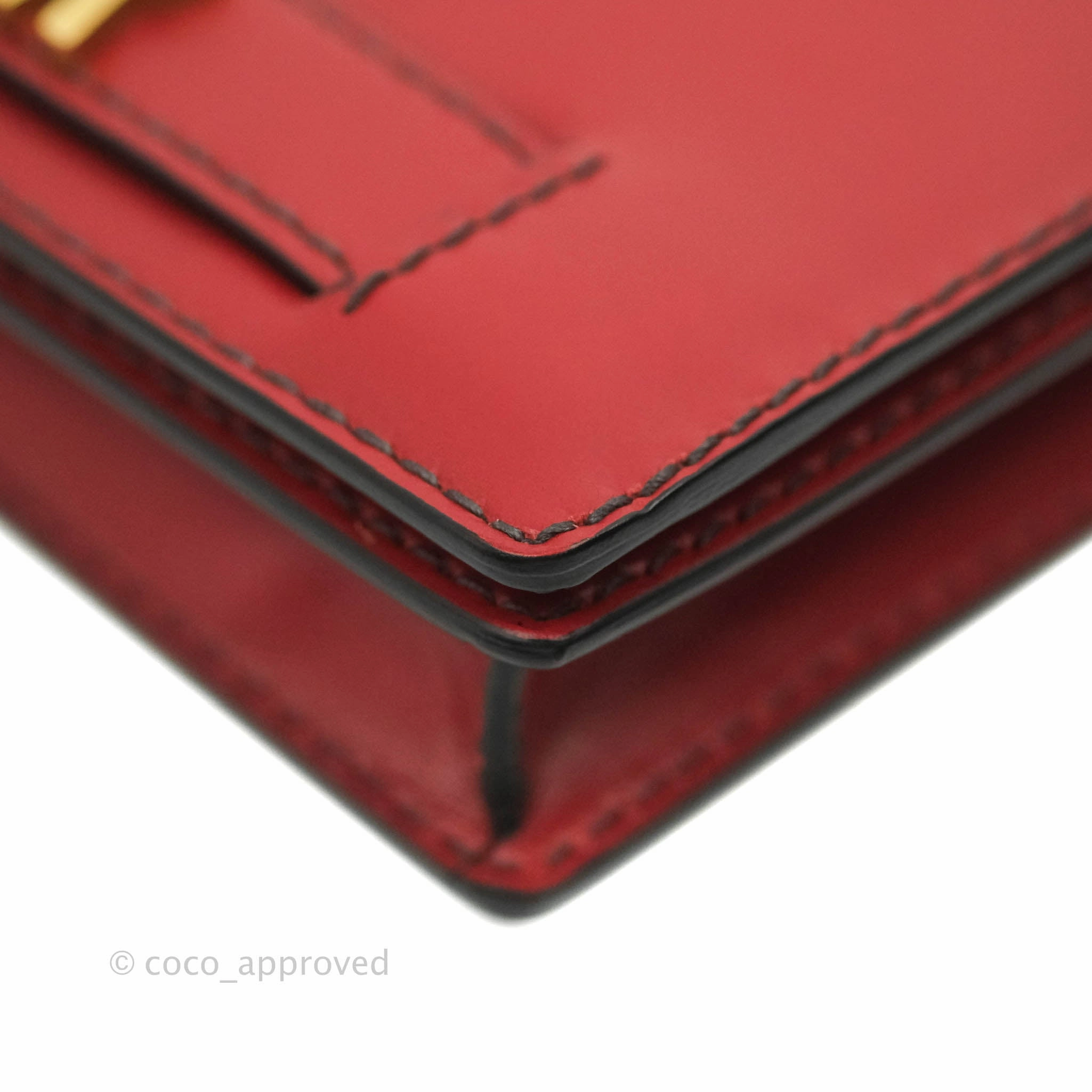 Christian Dior J'Adior Pouch with Chain Red Calfskin