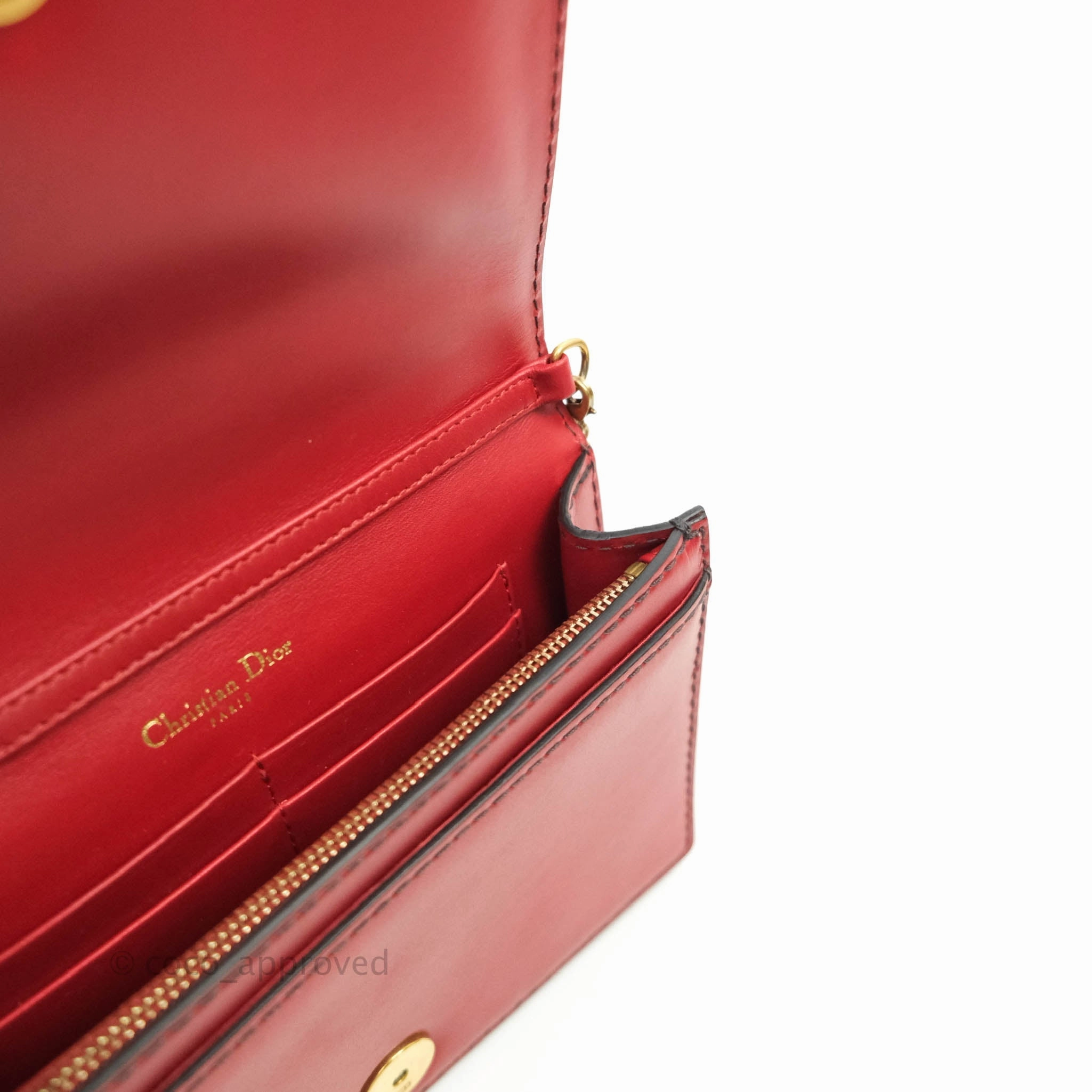 Christian Dior J'Adior Pouch with Chain Red Calfskin