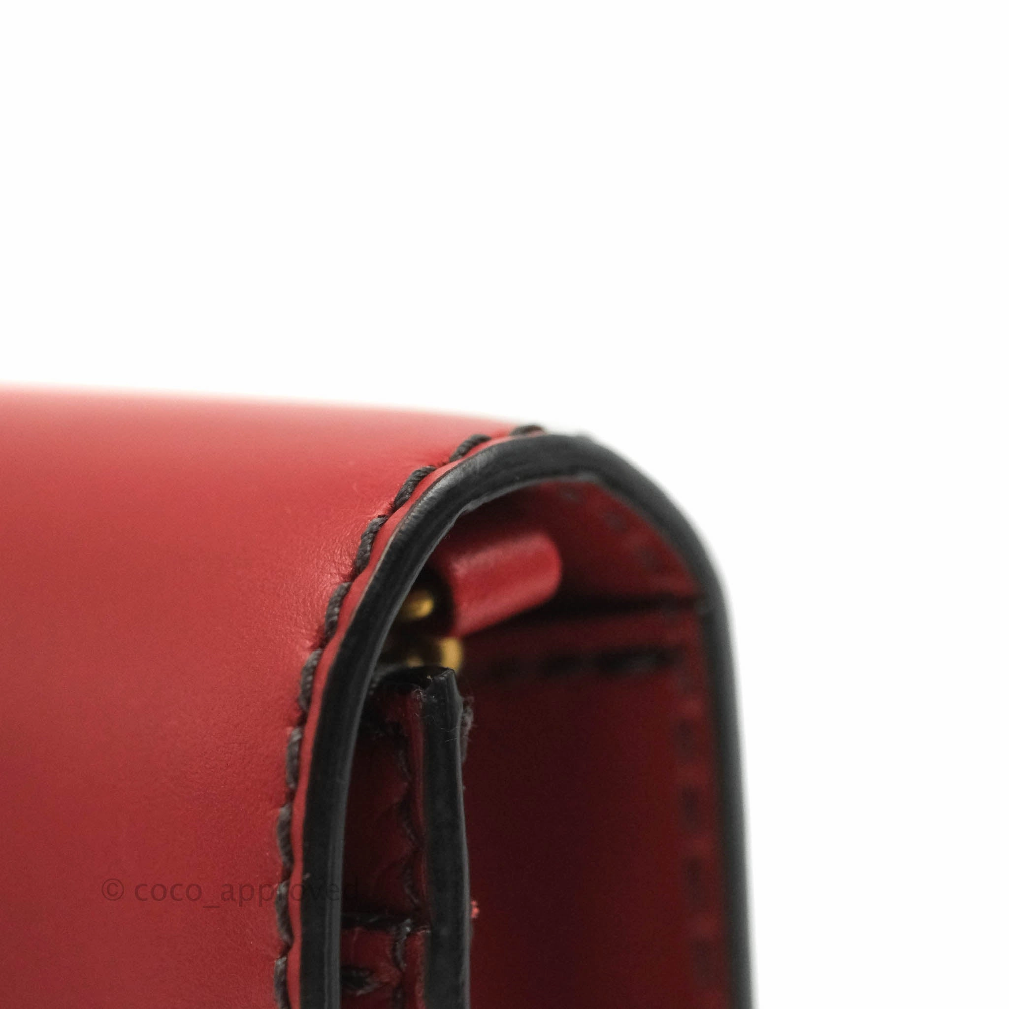 Christian Dior J'Adior Pouch with Chain Red Calfskin