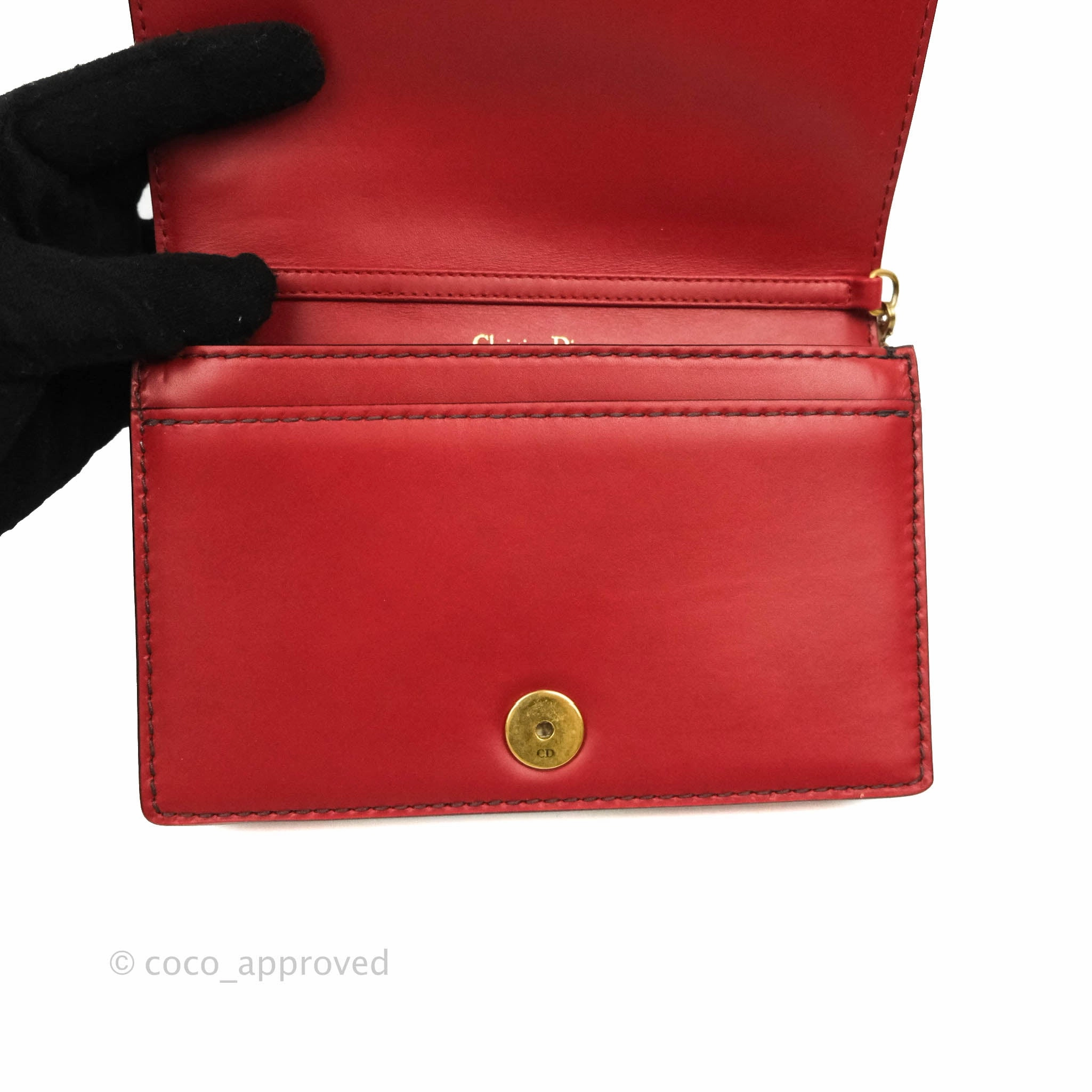 Christian Dior J'Adior Pouch with Chain Red Calfskin