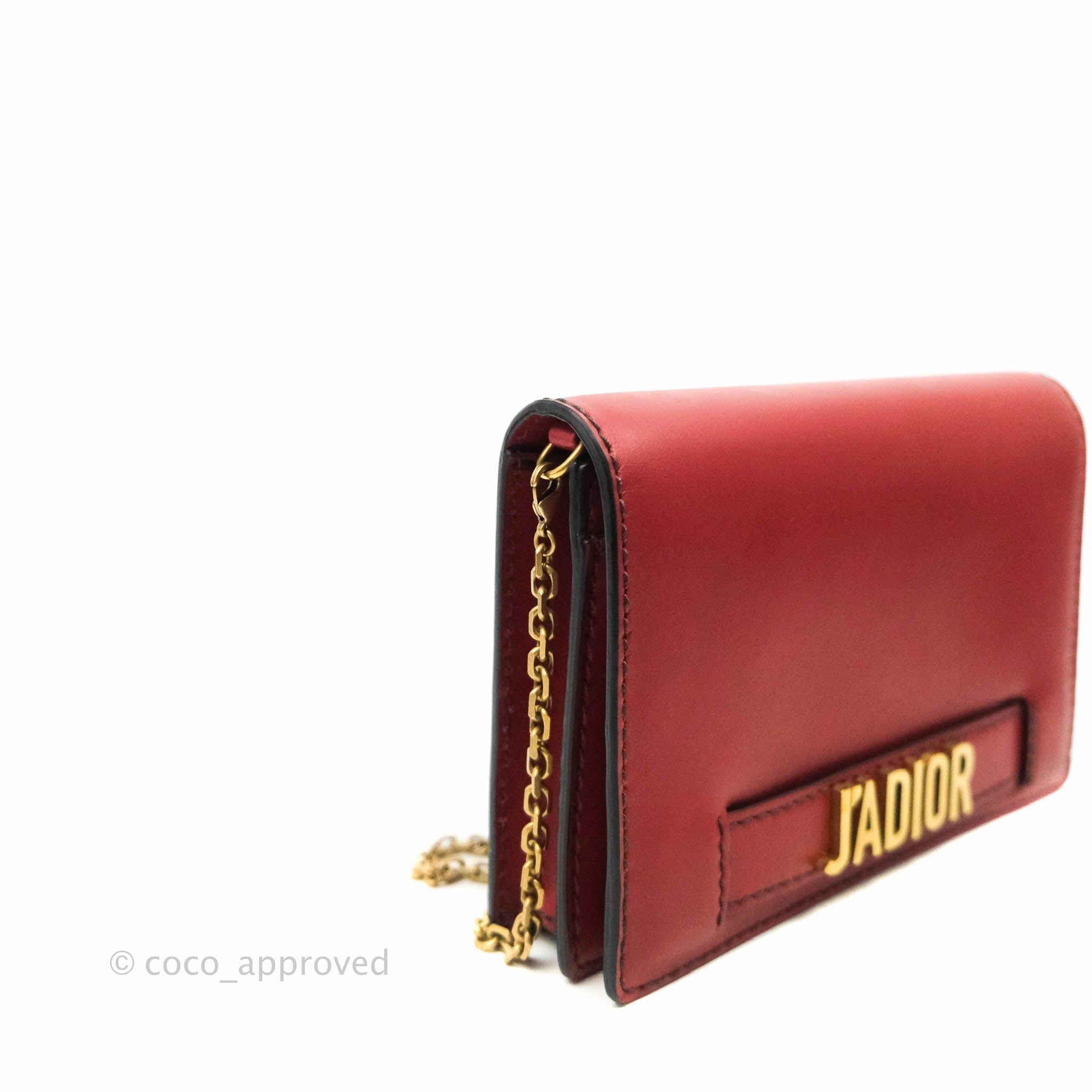 Christian Dior J'Adior Pouch with Chain Red Calfskin