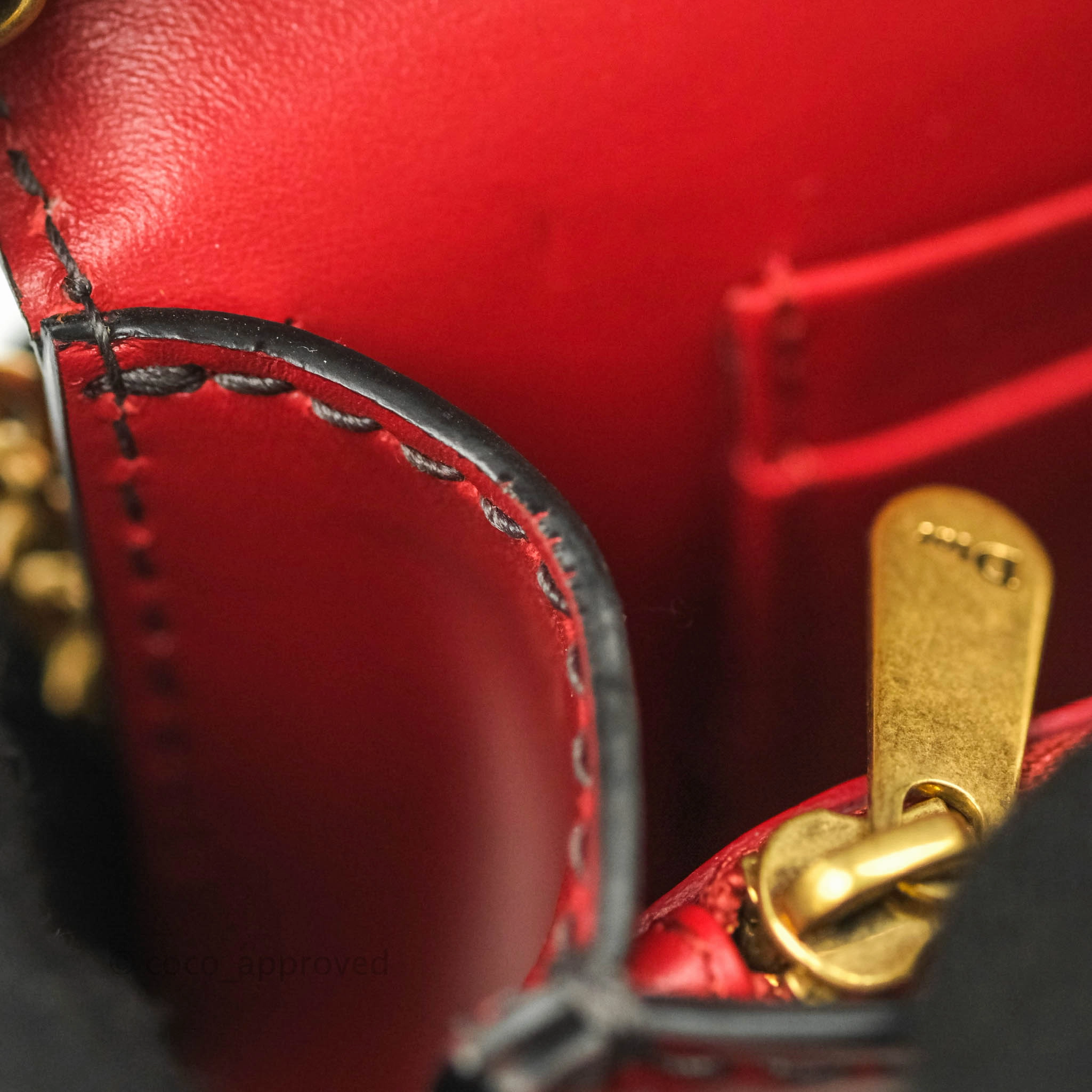 Christian Dior J'Adior Pouch with Chain Red Calfskin