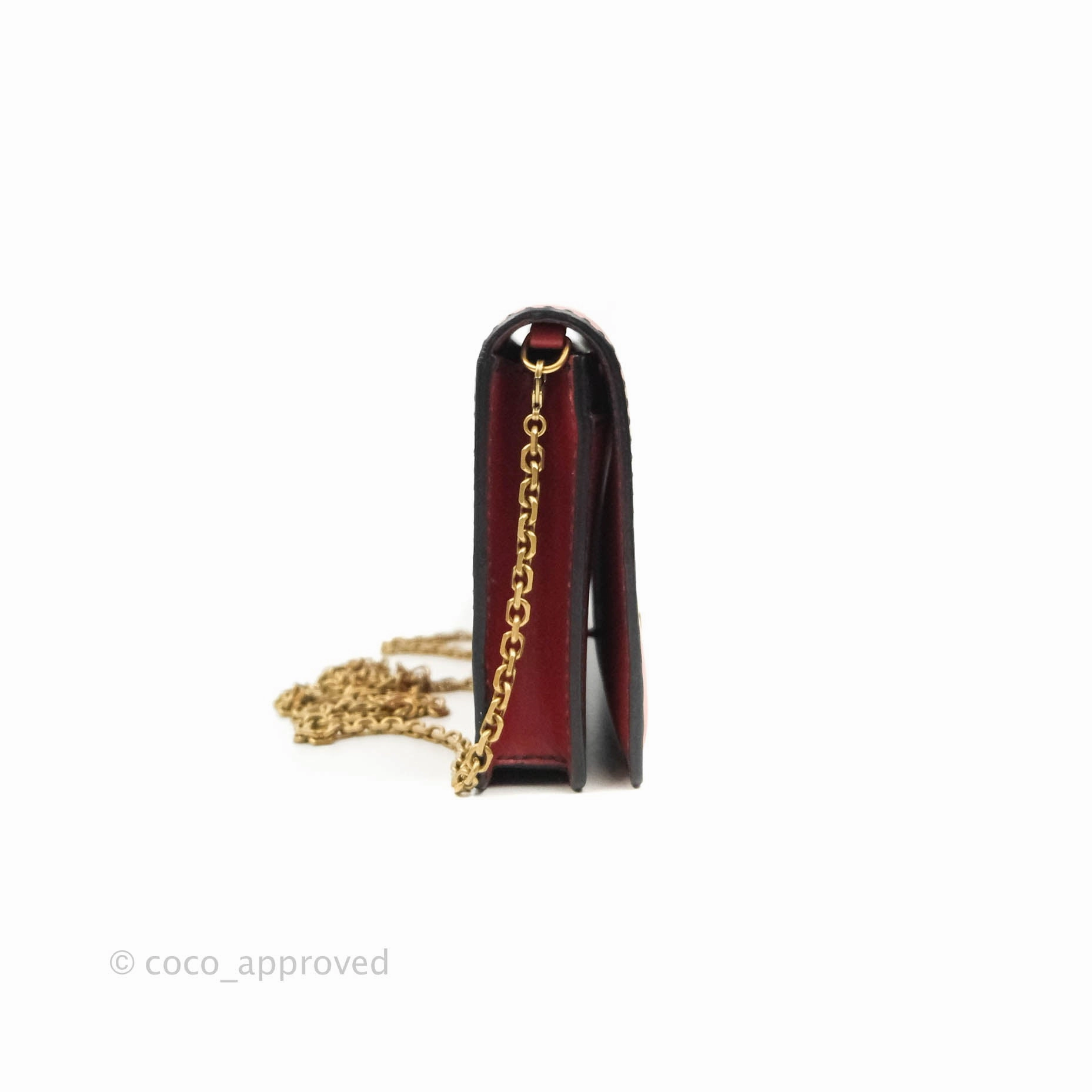Christian Dior J'Adior Pouch with Chain Red Calfskin