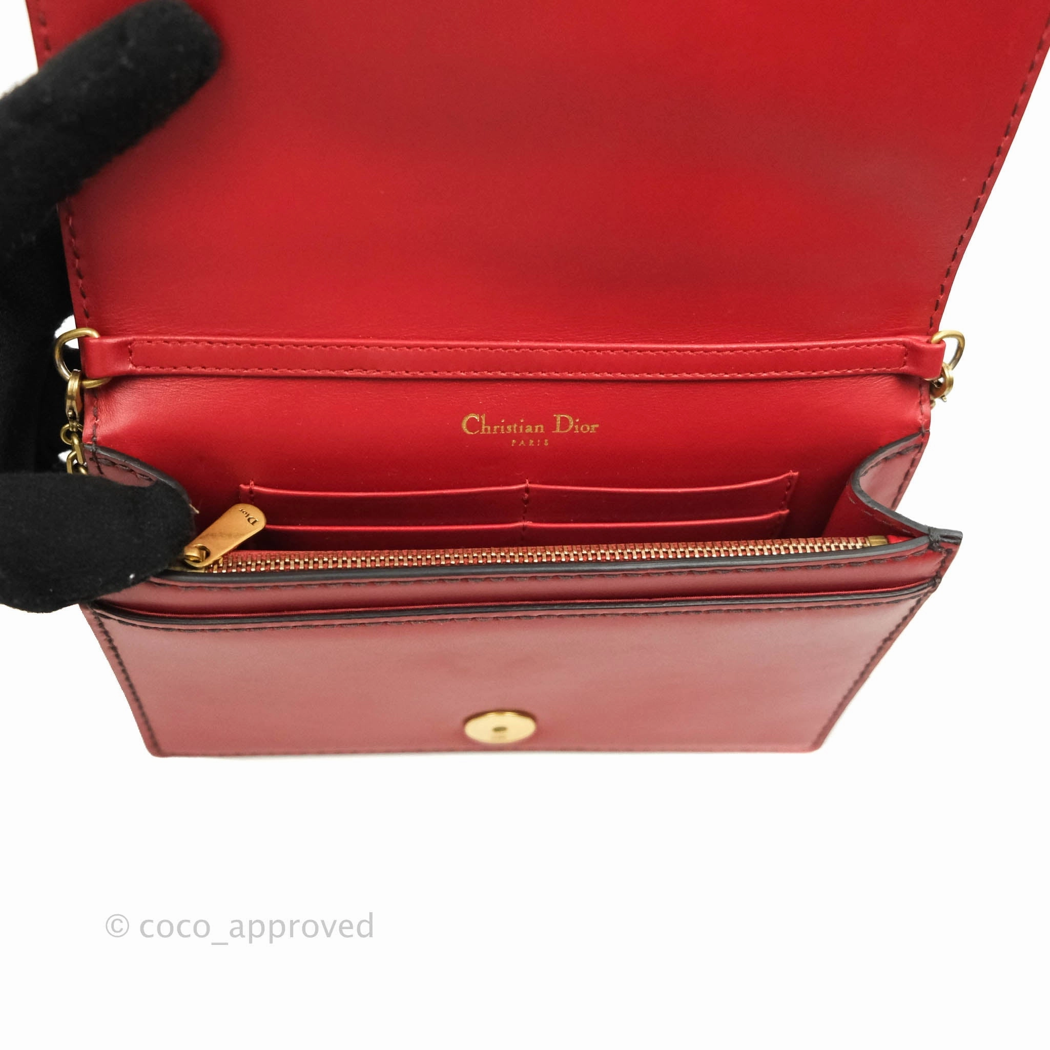 Christian Dior J'Adior Pouch with Chain Red Calfskin