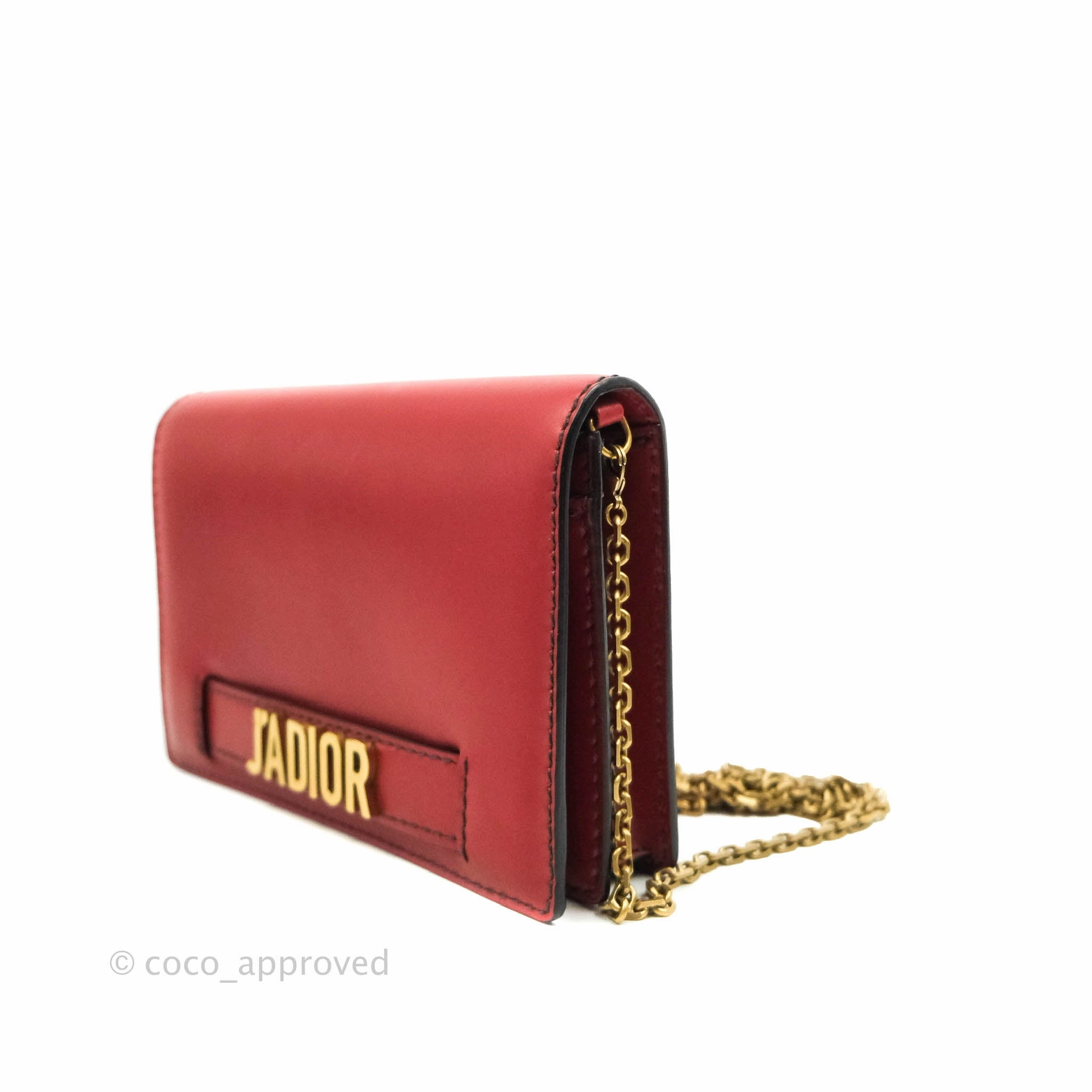 Christian Dior J'Adior Pouch with Chain Red Calfskin