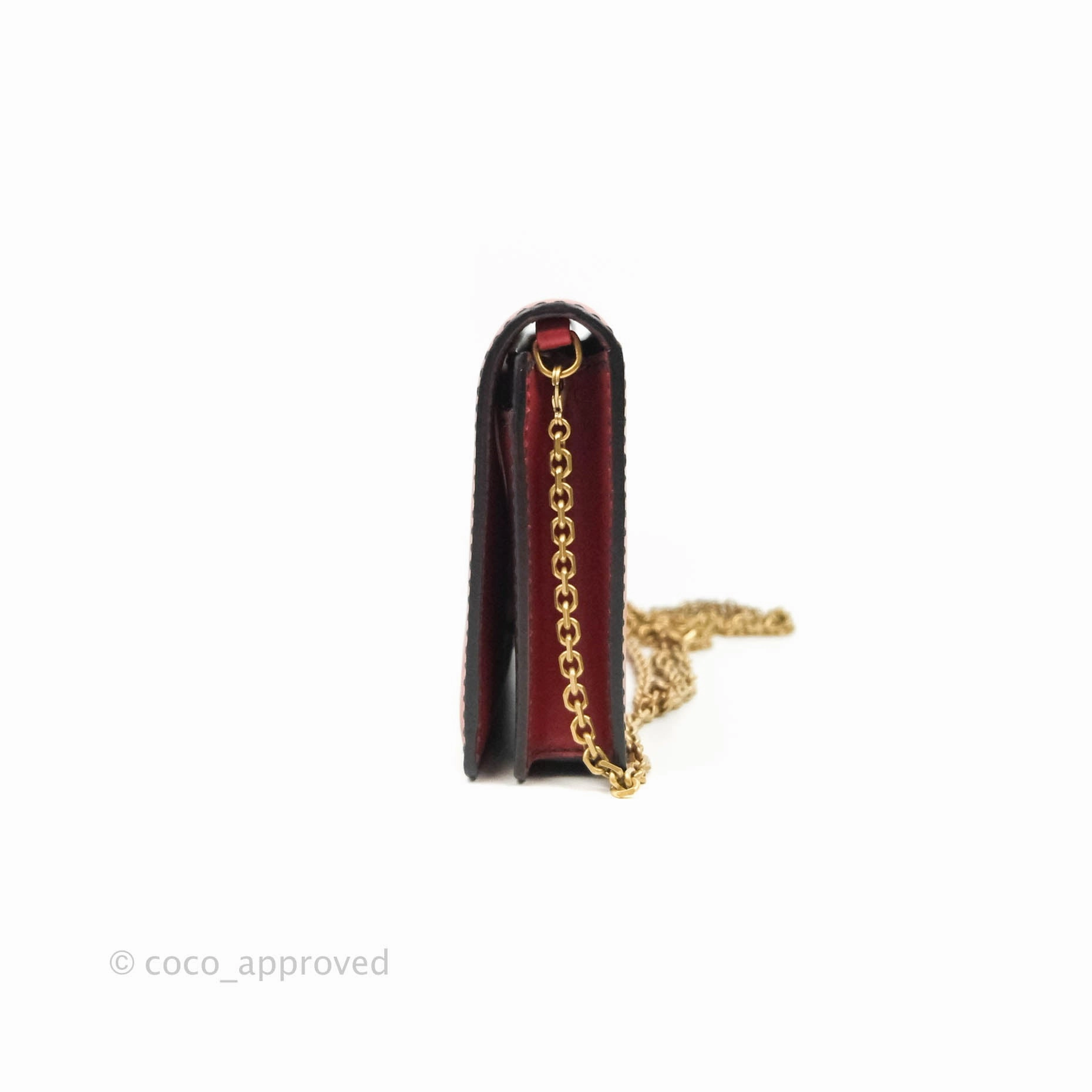 Christian Dior J'Adior Pouch with Chain Red Calfskin
