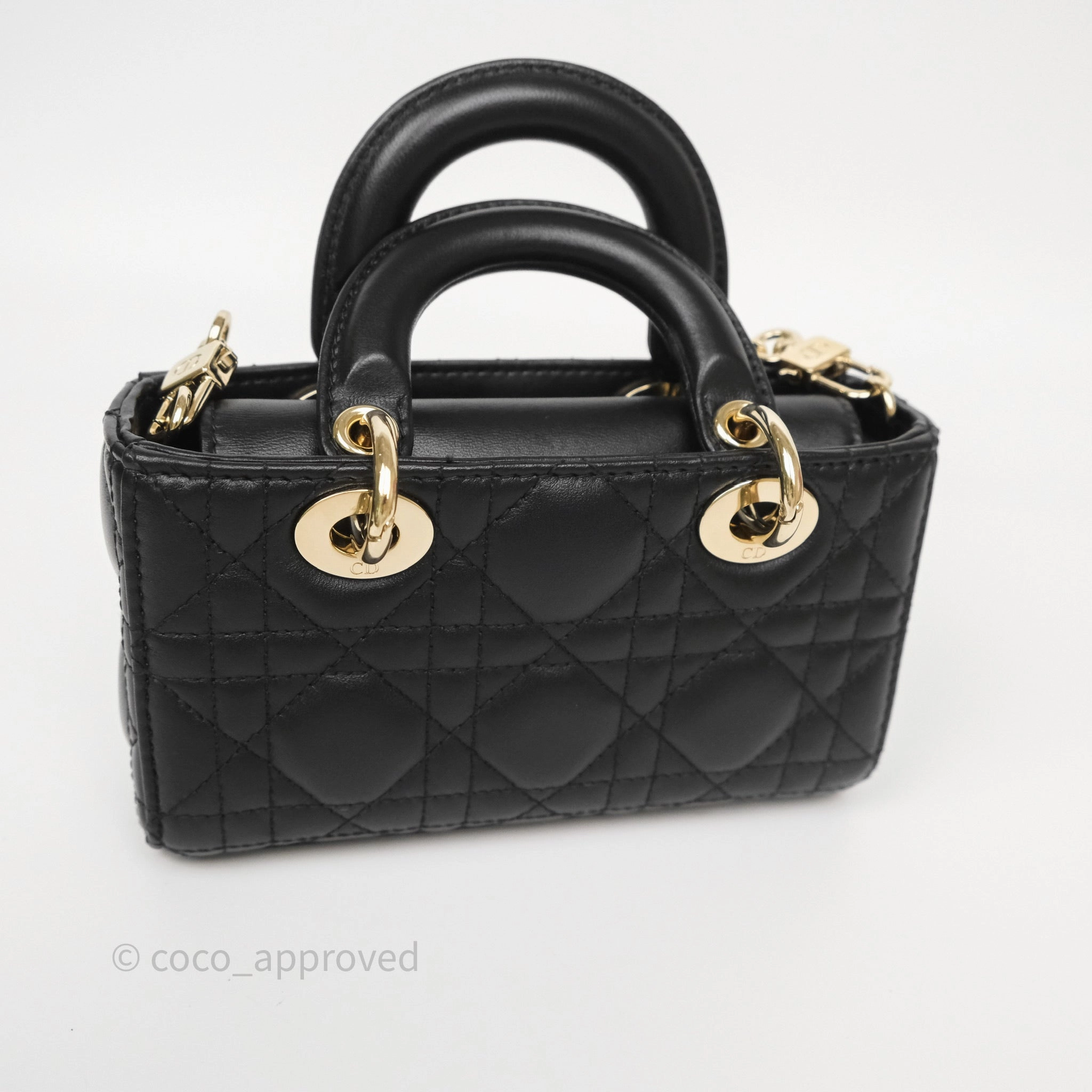 Christian Dior Lady D-Joy Micro Bag Antique Black Lambskin