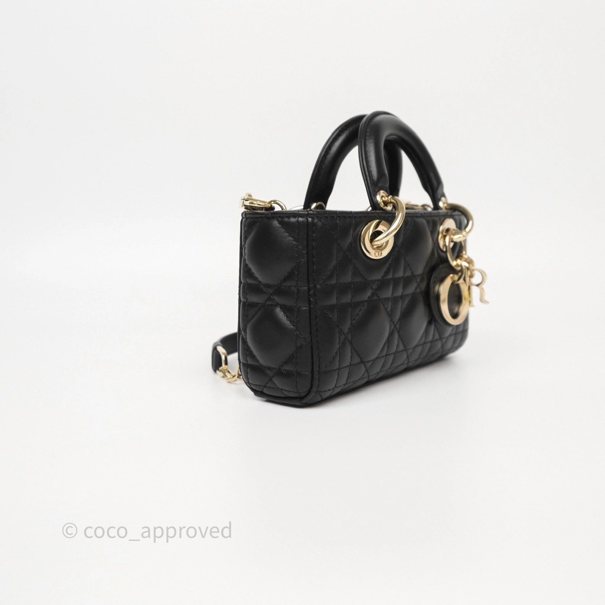 Christian Dior Lady D-Joy Micro Bag Antique Black Lambskin
