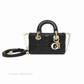 Christian Dior Lady D-Joy Micro Bag Antique Black Lambskin