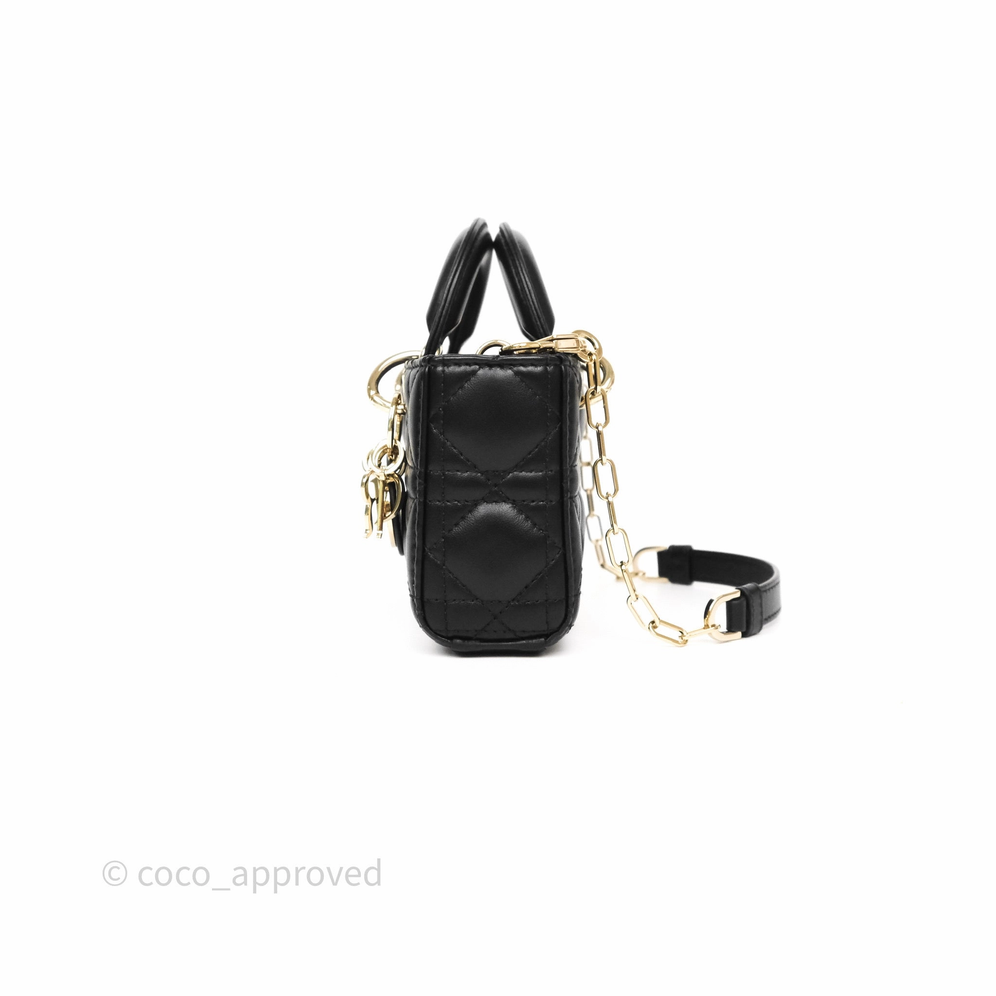 Christian Dior Lady D-Joy Micro Bag Antique Black Lambskin