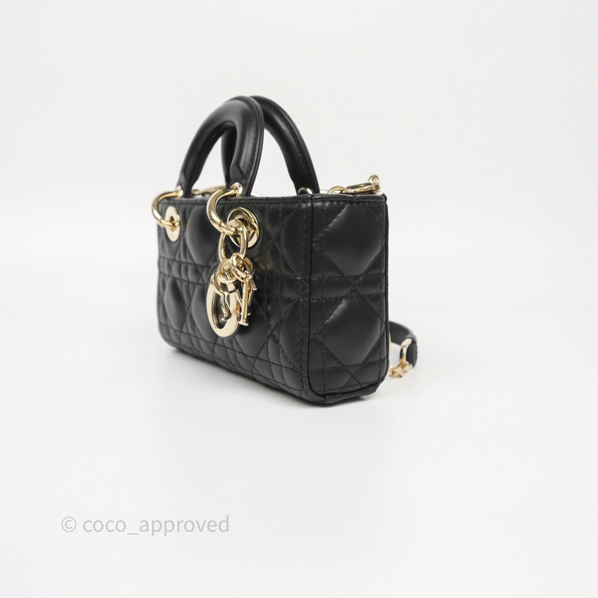 Christian Dior Lady D-Joy Micro Bag Antique Black Lambskin