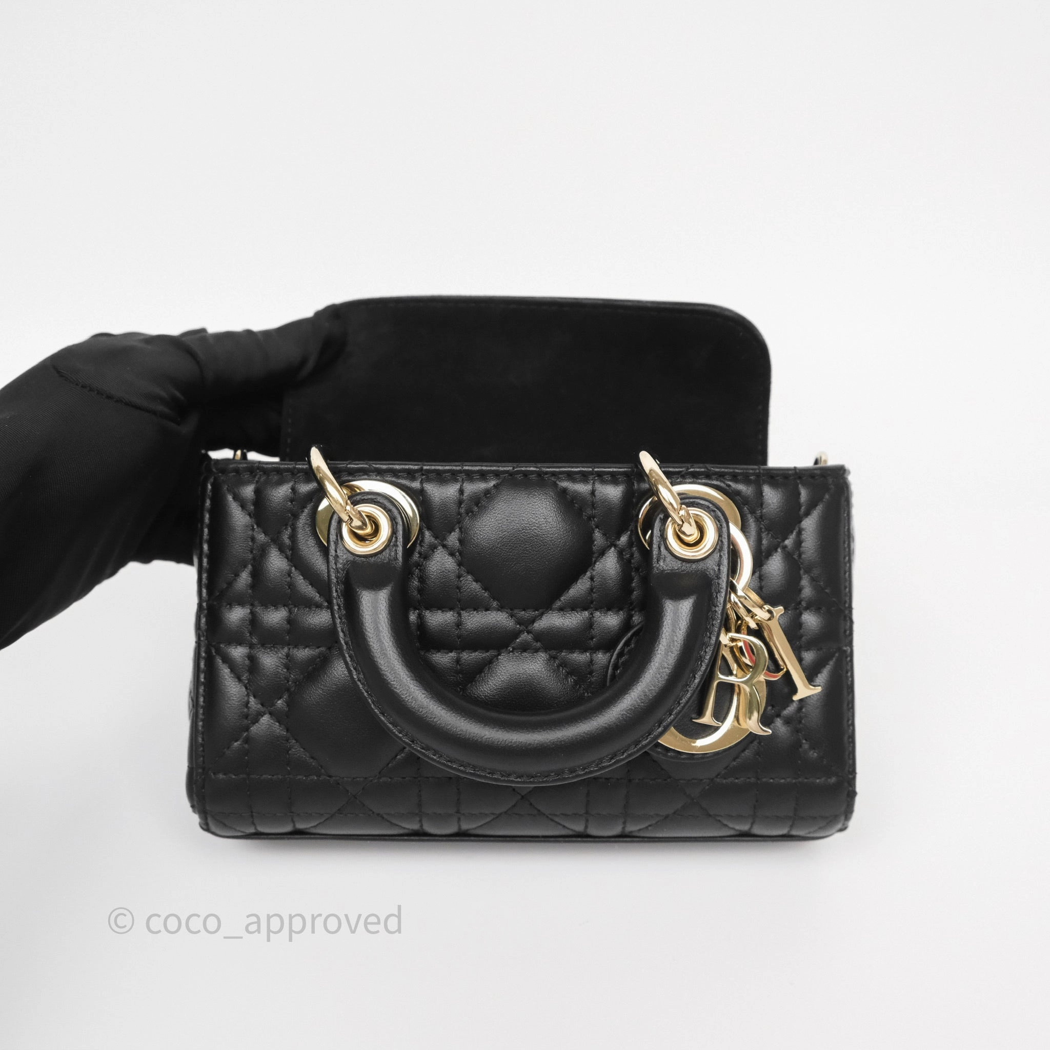 Christian Dior Lady D-Joy Micro Bag Antique Black Lambskin