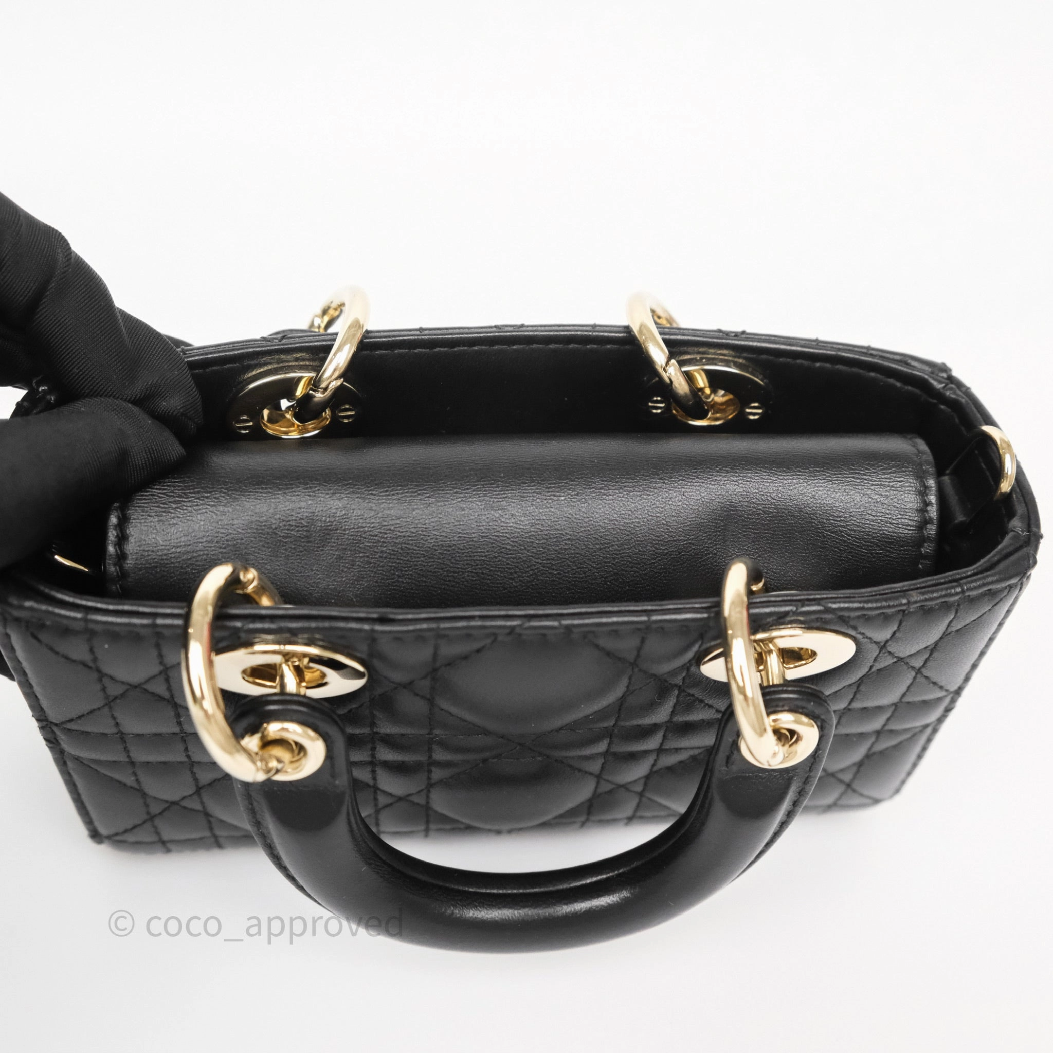 Christian Dior Lady D-Joy Micro Bag Antique Black Lambskin