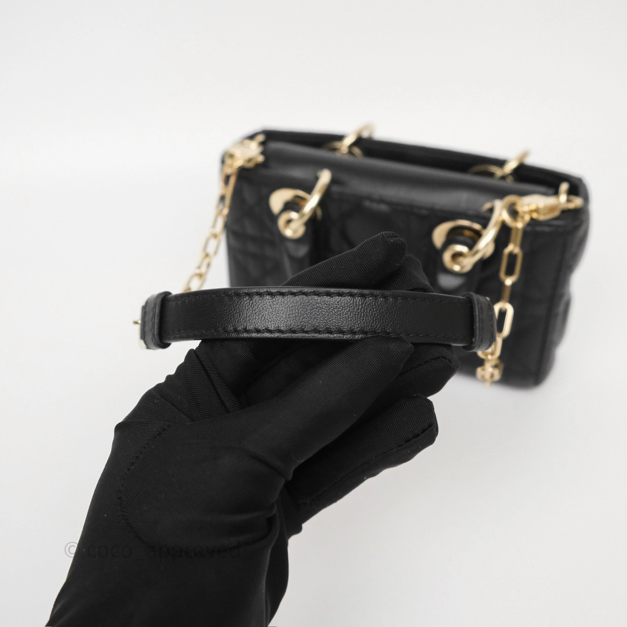 Christian Dior Lady D-Joy Micro Bag Antique Black Lambskin