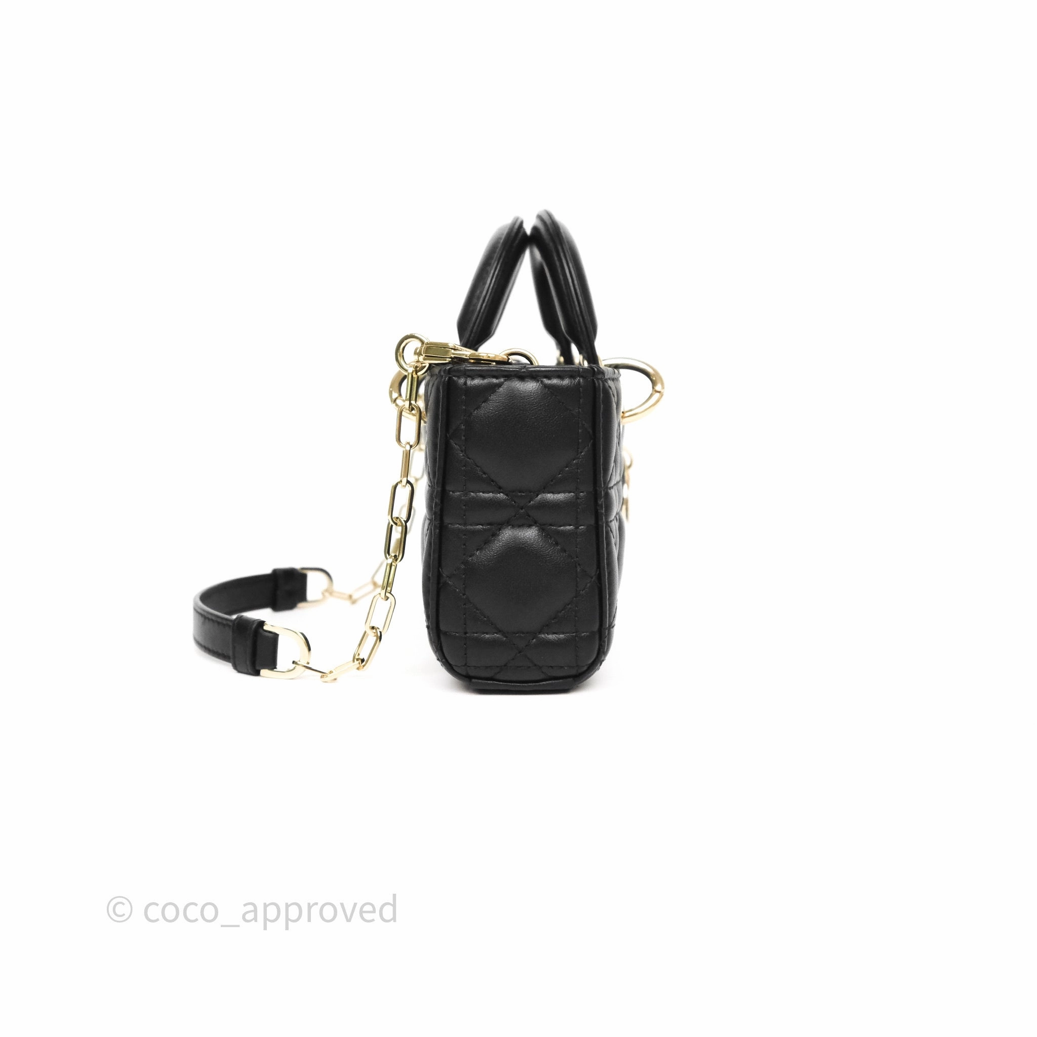 Christian Dior Lady D-Joy Micro Bag Antique Black Lambskin