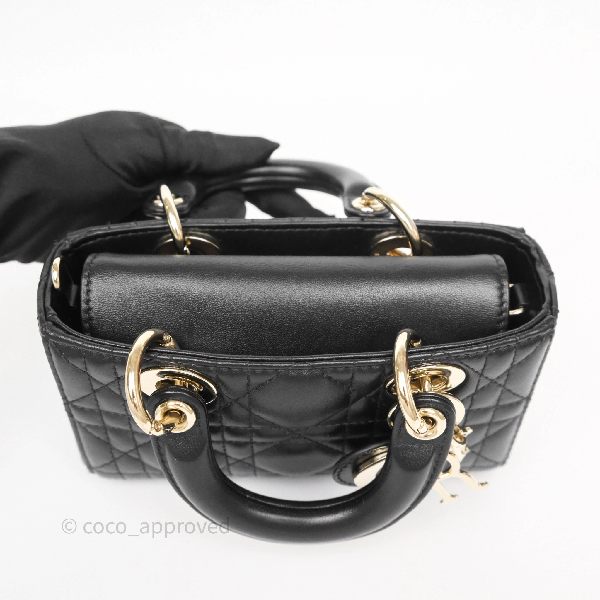 Christian Dior Lady D-Joy Micro Bag Antique Black Lambskin
