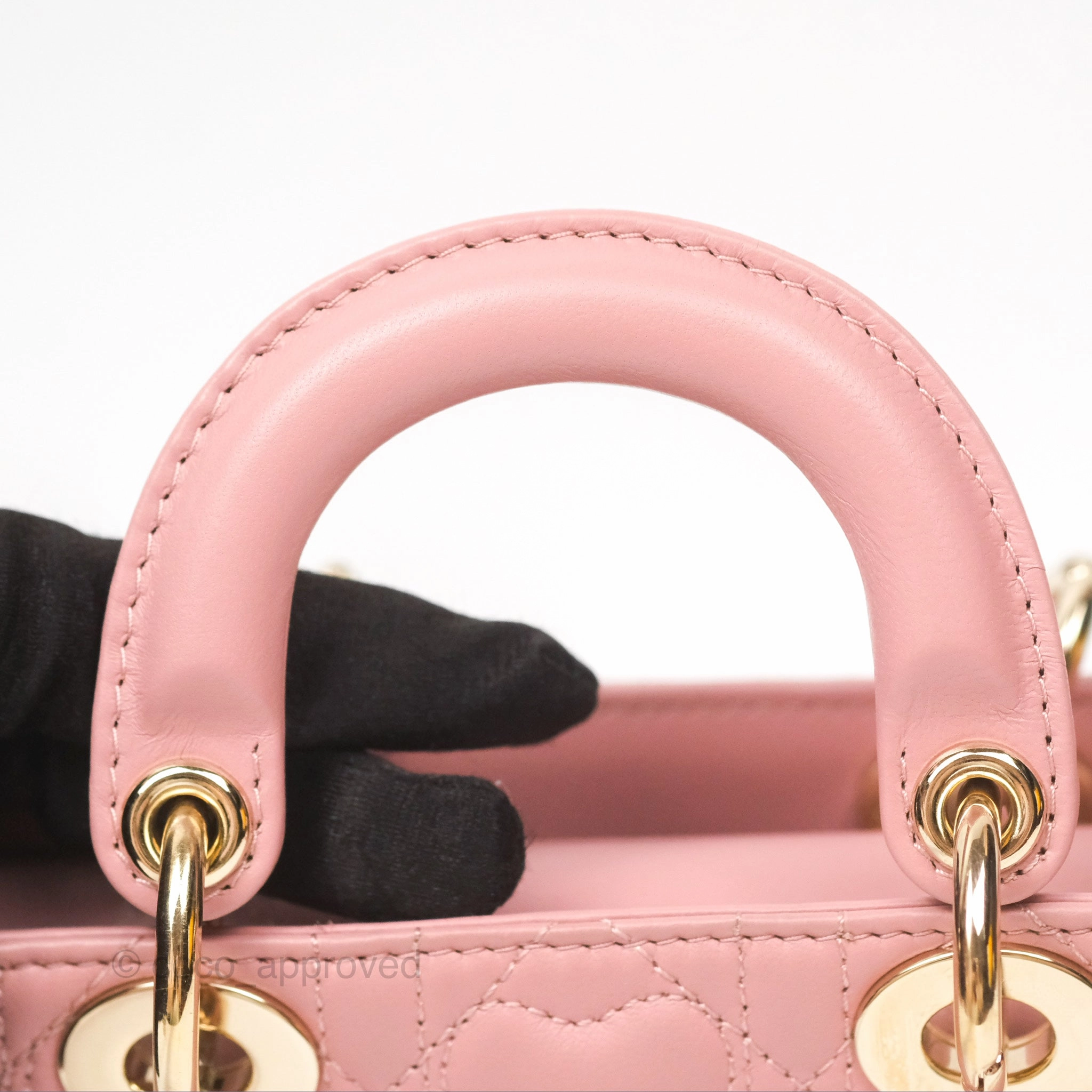 Christian Dior Lady D-Joy Micro Bag Antique Pink Lambskin Heart Quilted