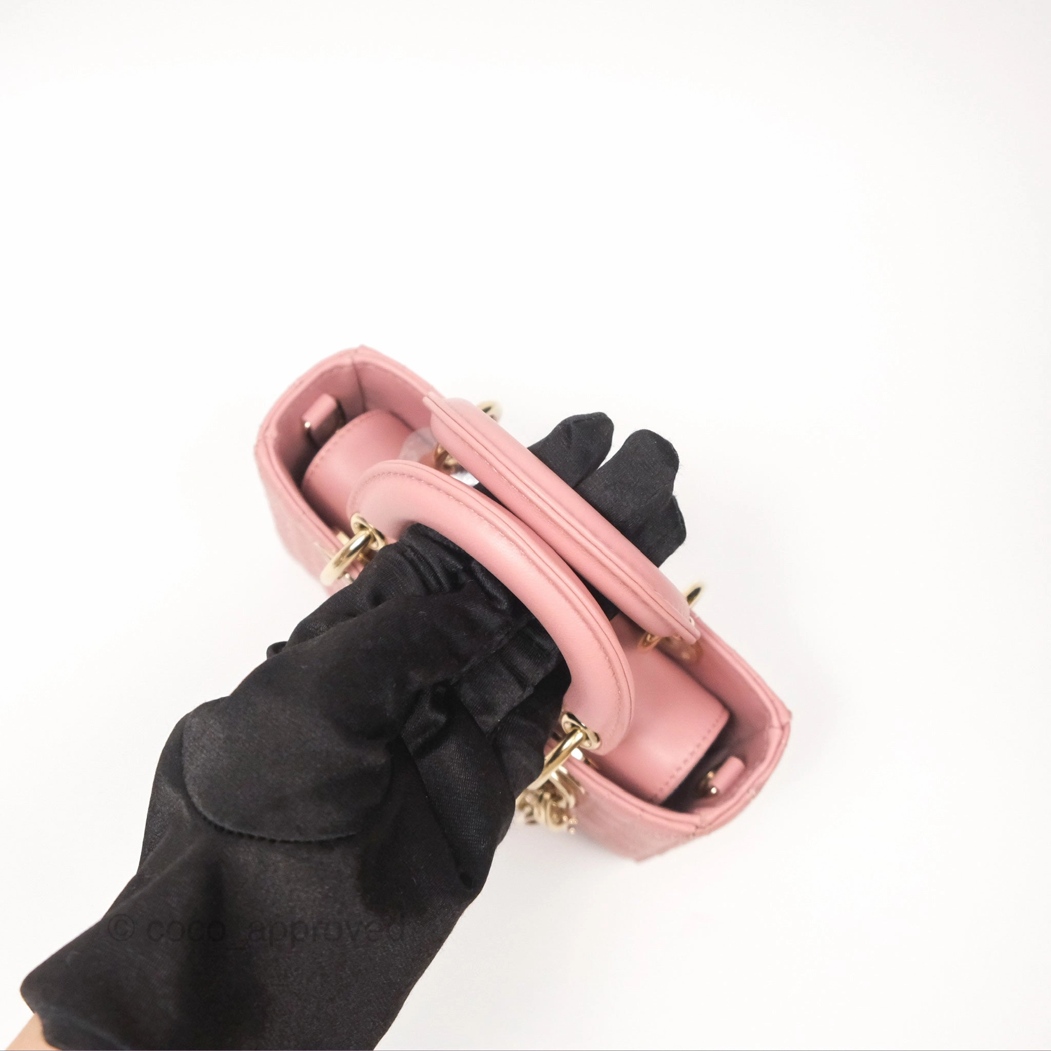 Christian Dior Lady D-Joy Micro Bag Antique Pink Lambskin Heart Quilted