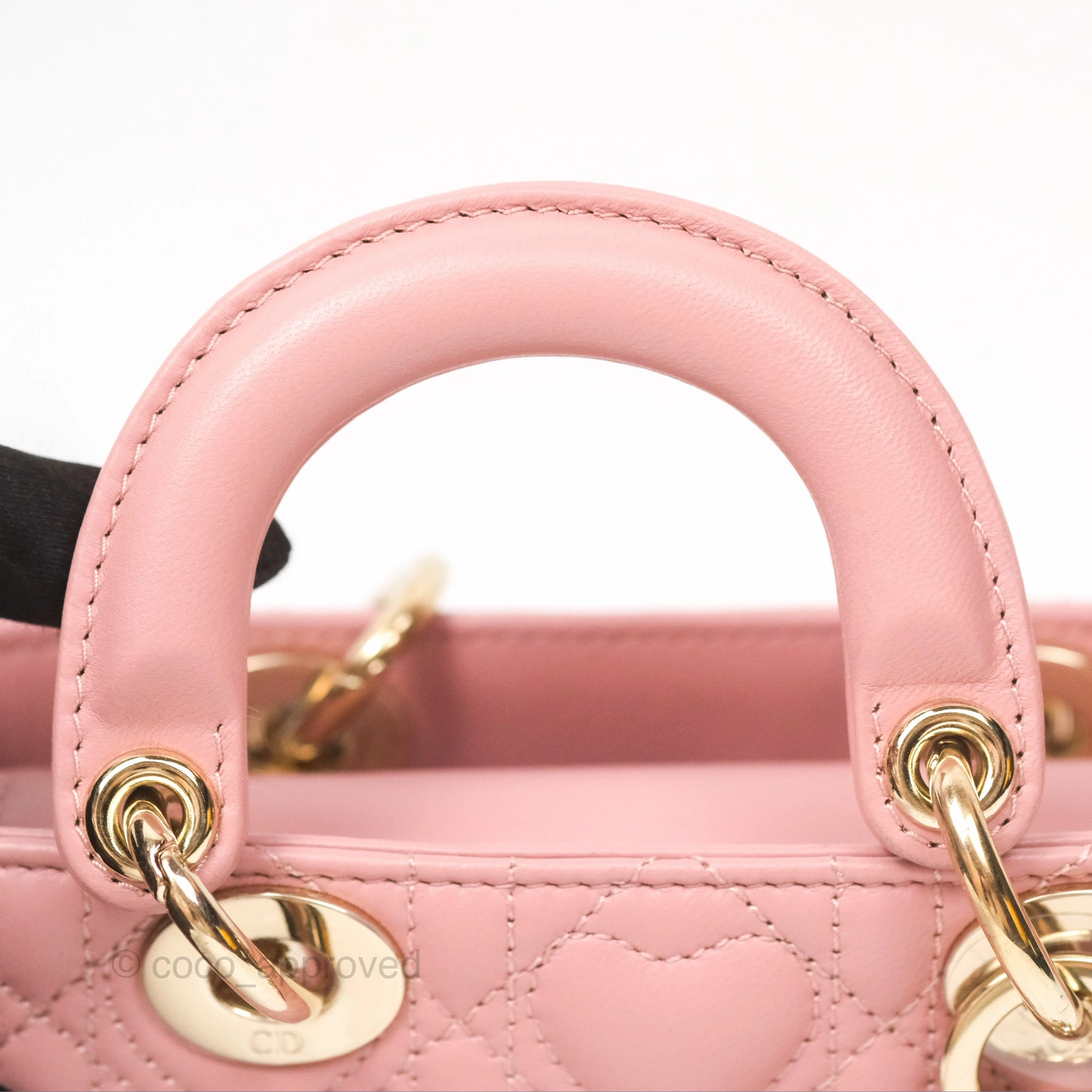 Christian Dior Lady D-Joy Micro Bag Antique Pink Lambskin Heart Quilted