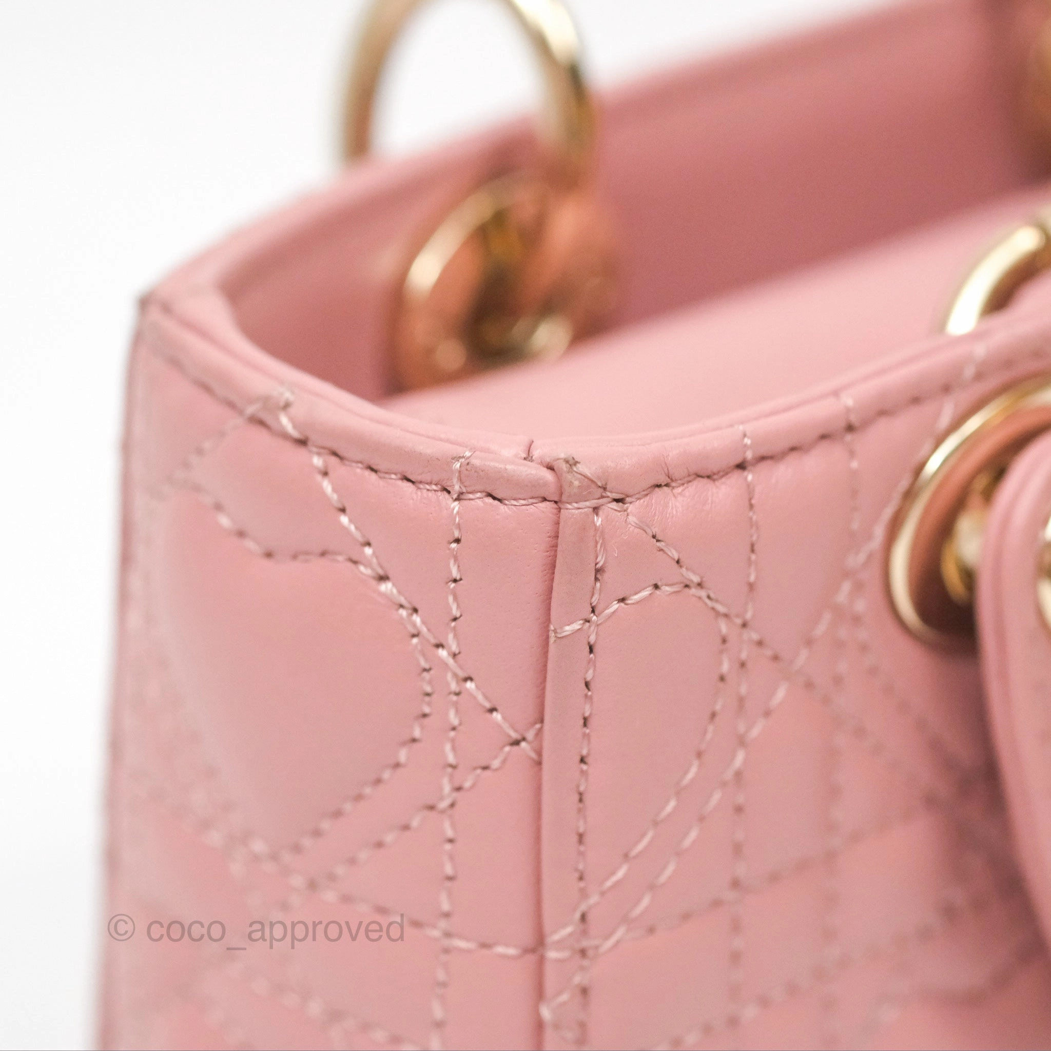 Christian Dior Lady D-Joy Micro Bag Antique Pink Lambskin Heart Quilted