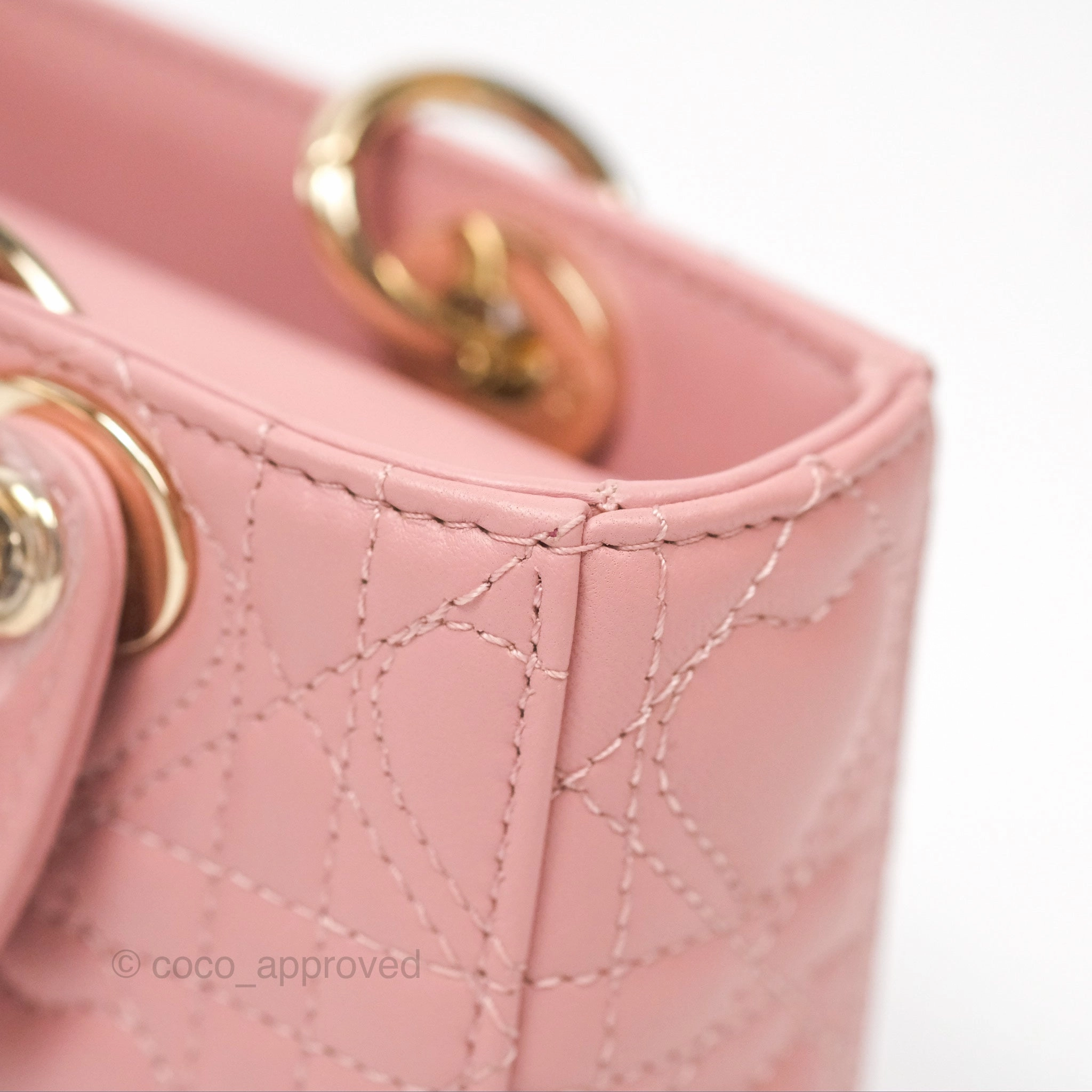 Christian Dior Lady D-Joy Micro Bag Antique Pink Lambskin Heart Quilted