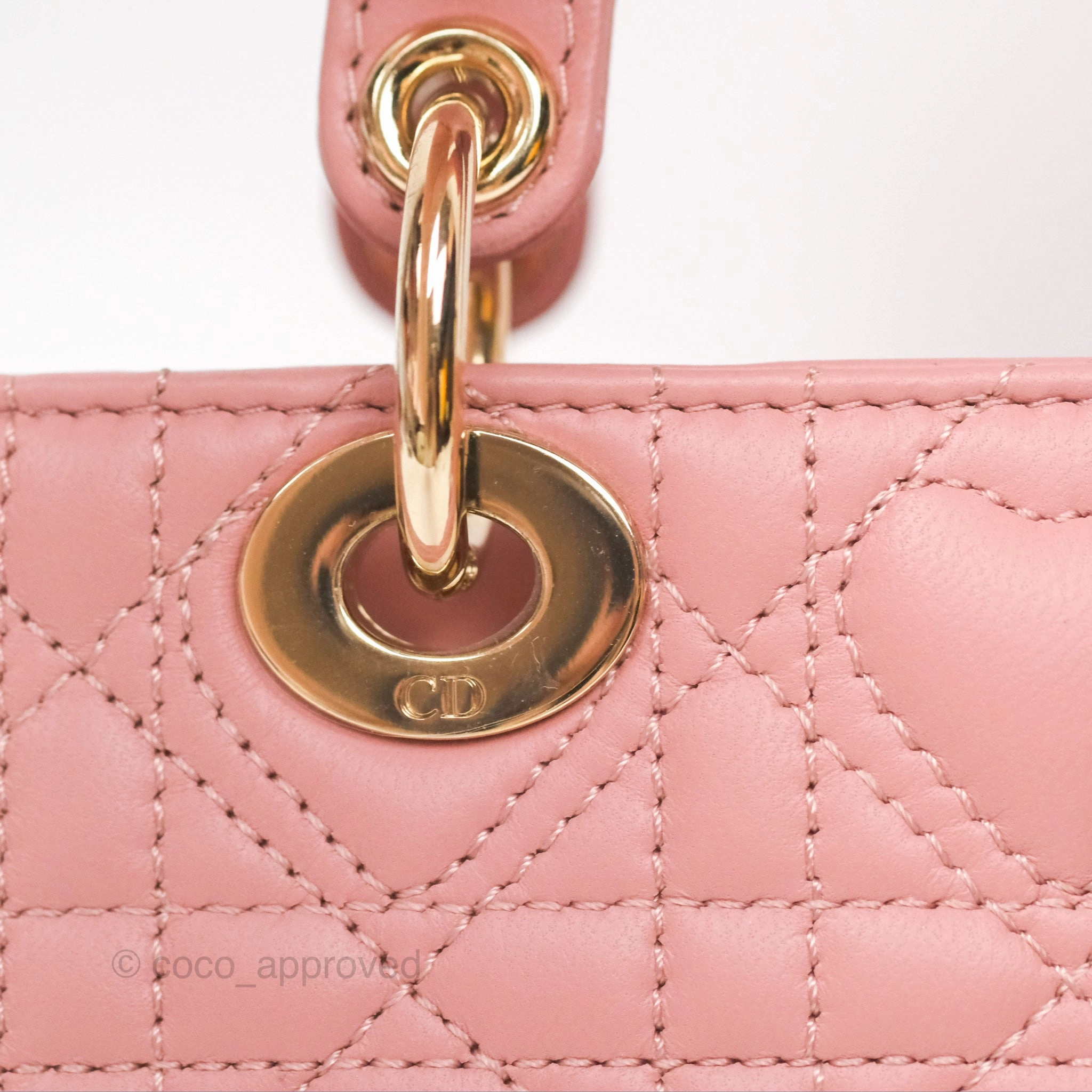 Christian Dior Lady D-Joy Micro Bag Antique Pink Lambskin Heart Quilted