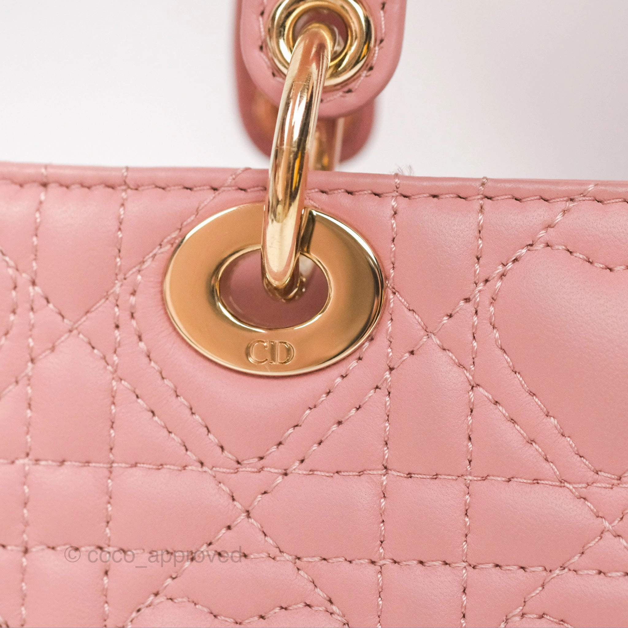Christian Dior Lady D-Joy Micro Bag Antique Pink Lambskin Heart Quilted