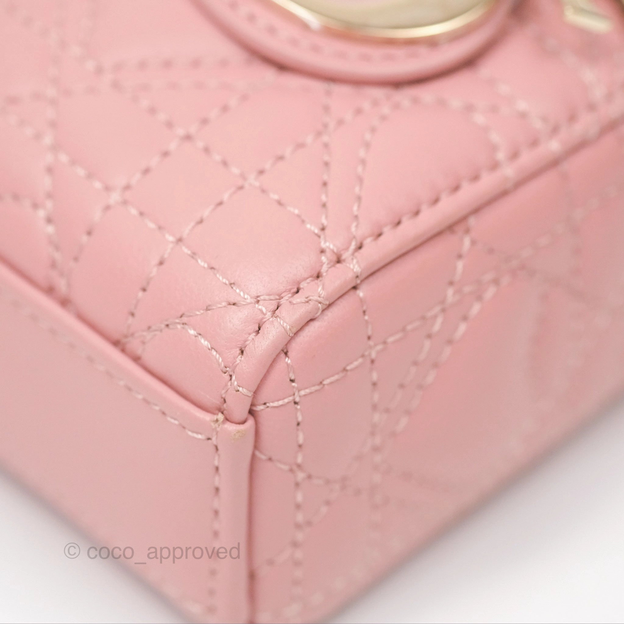 Christian Dior Lady D-Joy Micro Bag Antique Pink Lambskin Heart Quilted