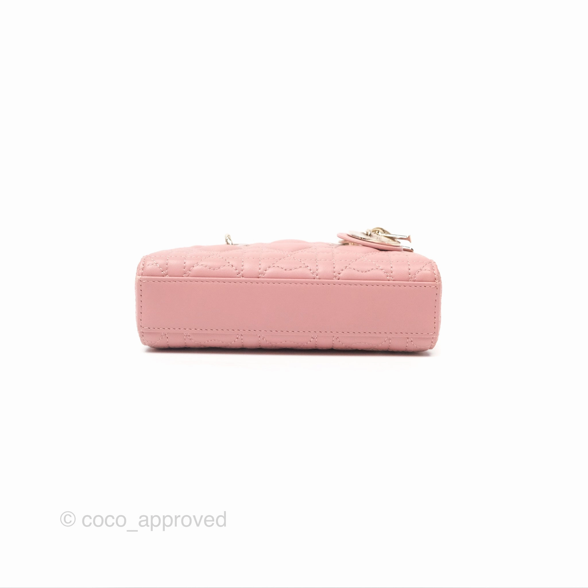Christian Dior Lady D-Joy Micro Bag Antique Pink Lambskin Heart Quilted