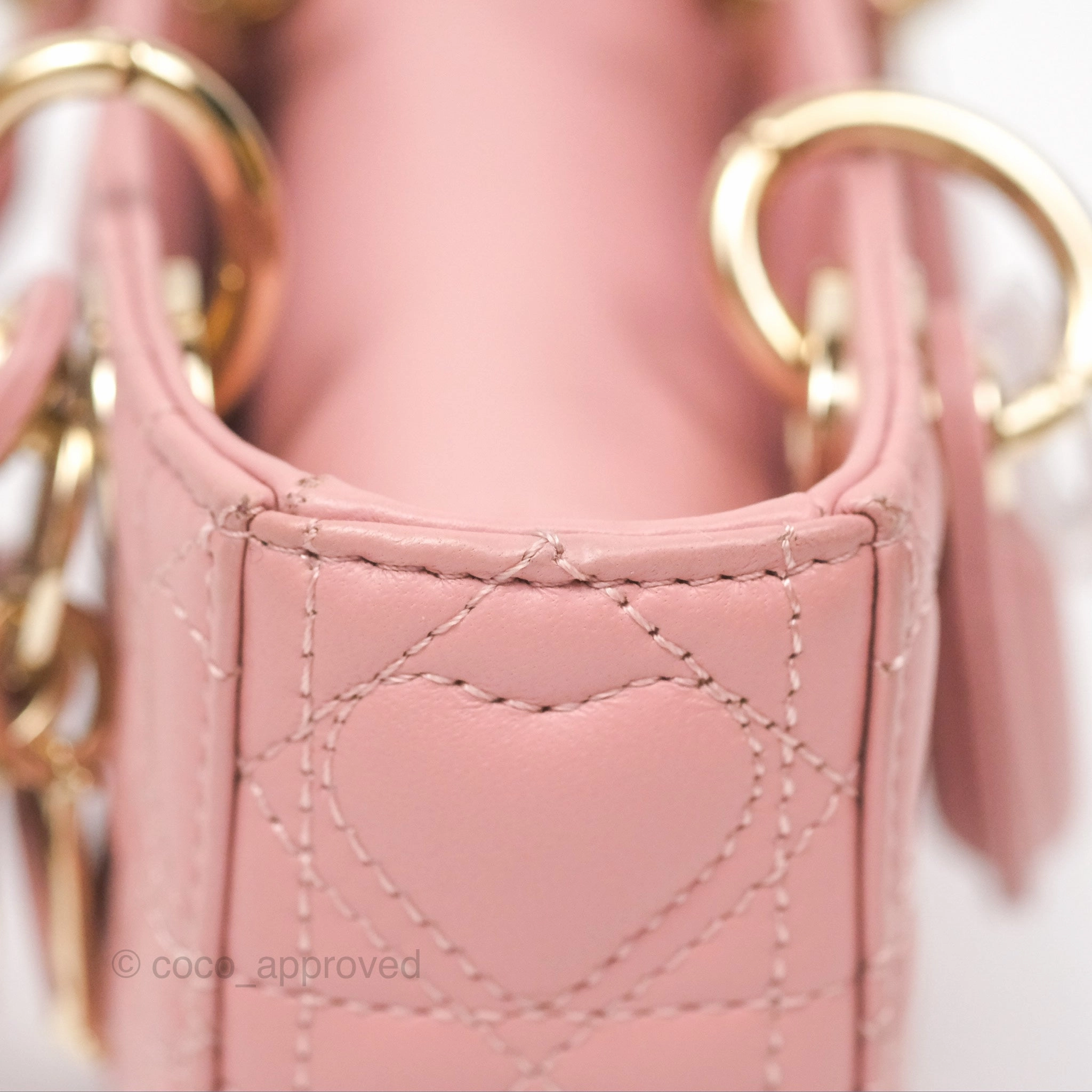 Christian Dior Lady D-Joy Micro Bag Antique Pink Lambskin Heart Quilted