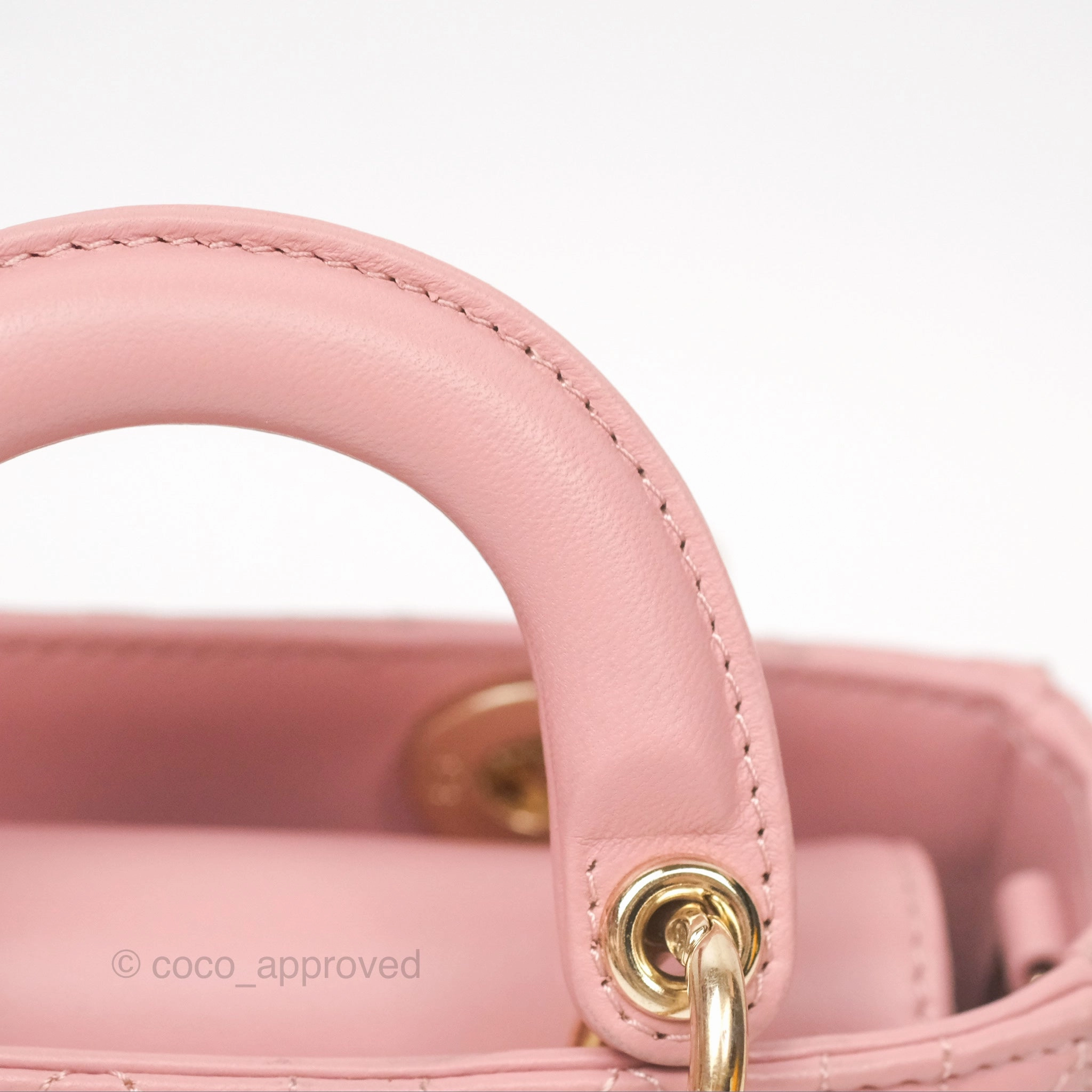 Christian Dior Lady D-Joy Micro Bag Antique Pink Lambskin Heart Quilted