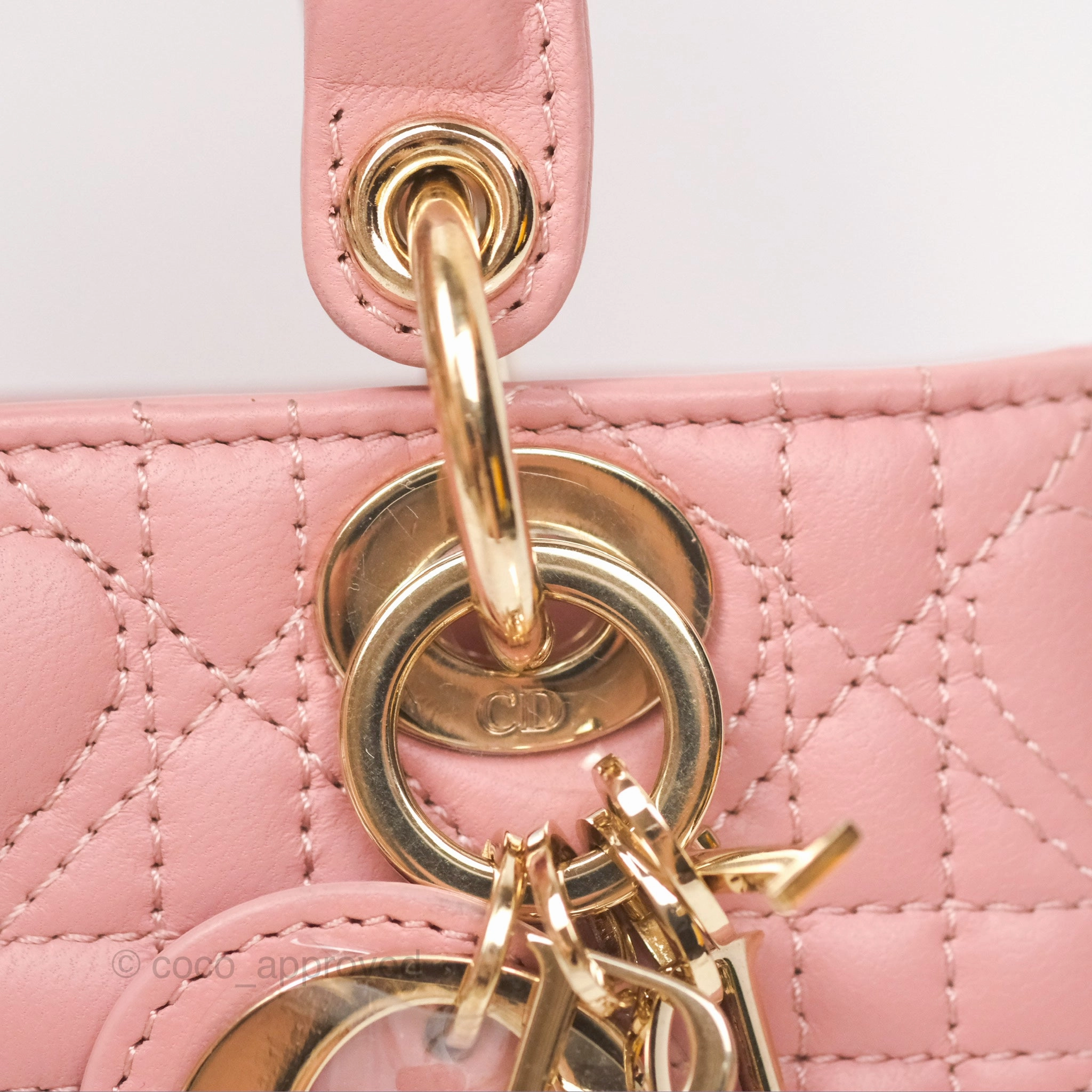 Christian Dior Lady D-Joy Micro Bag Antique Pink Lambskin Heart Quilted