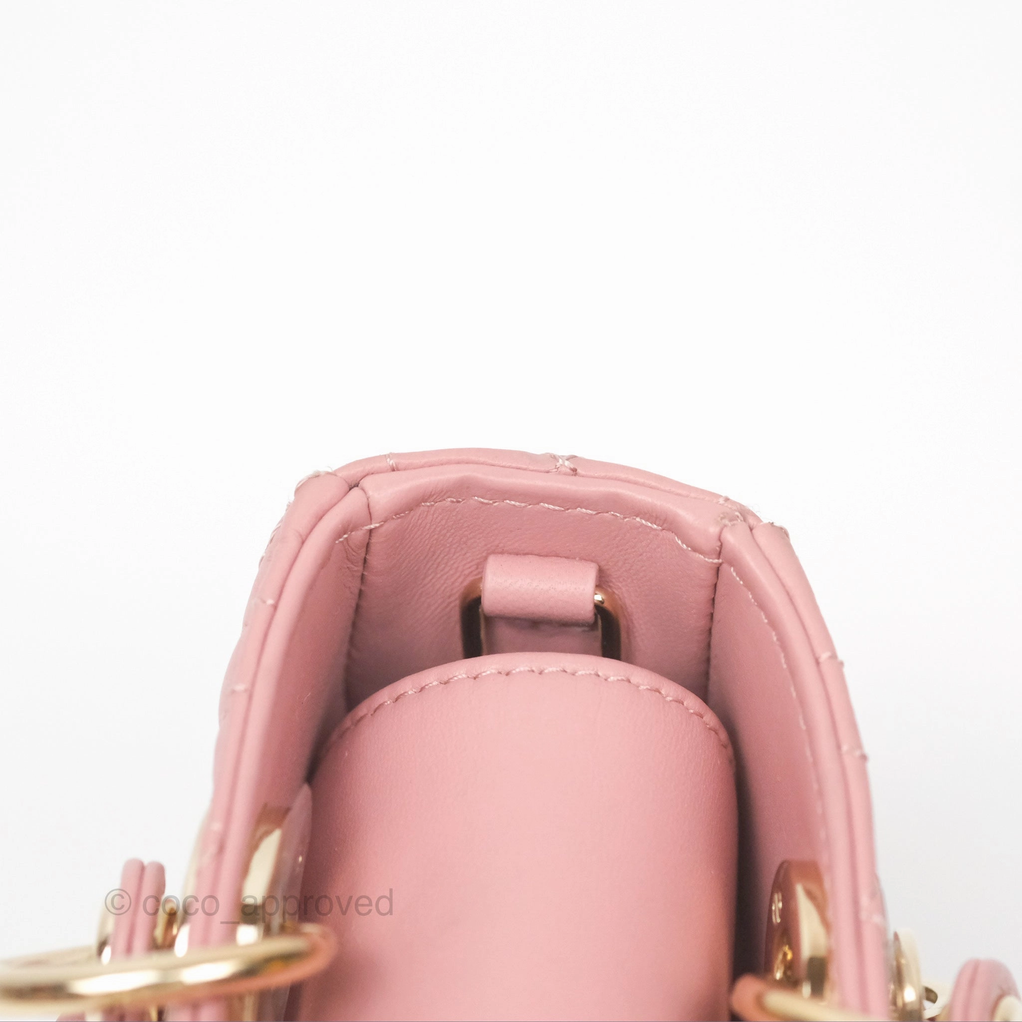 Christian Dior Lady D-Joy Micro Bag Antique Pink Lambskin Heart Quilted