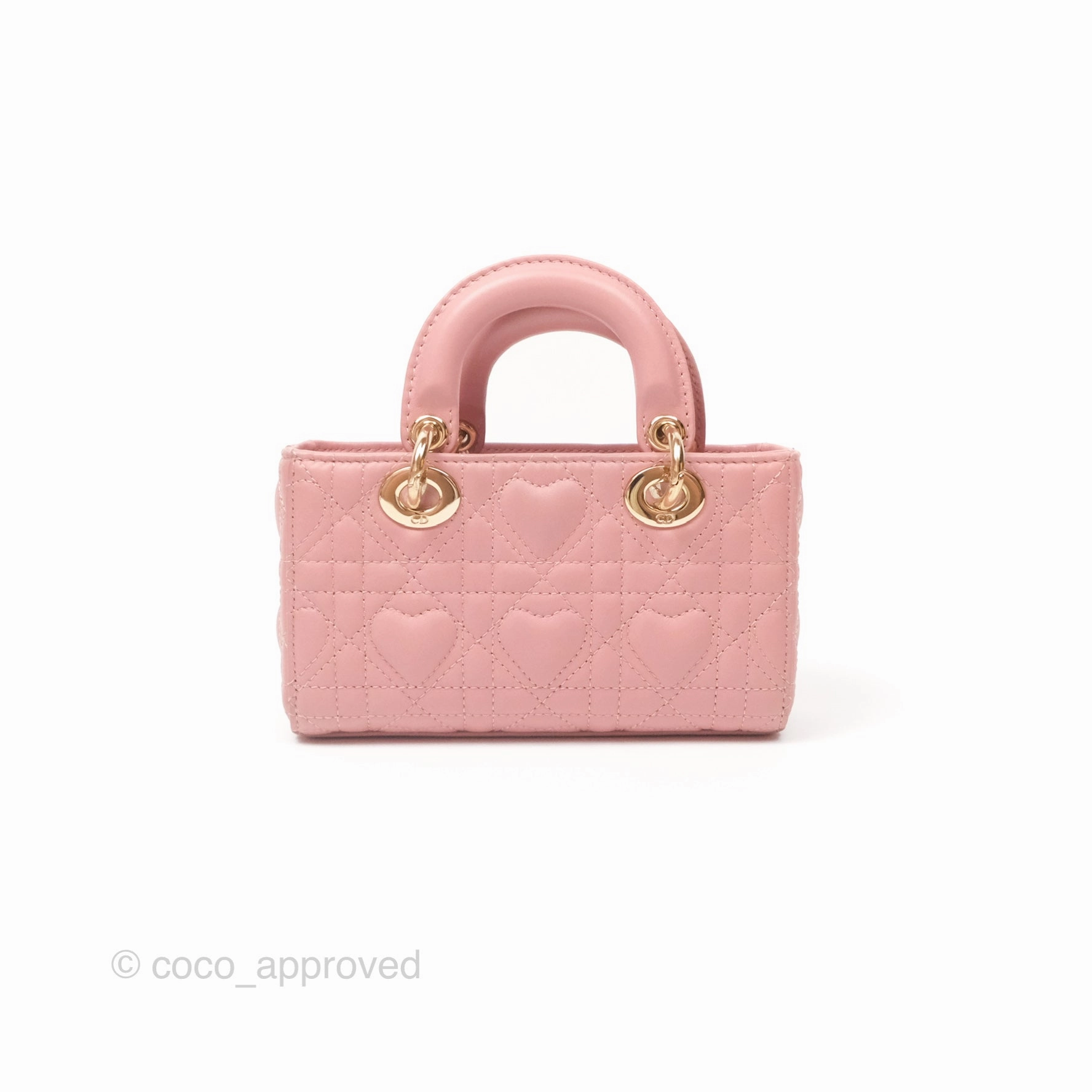 Christian Dior Lady D-Joy Micro Bag Antique Pink Lambskin Heart Quilted
