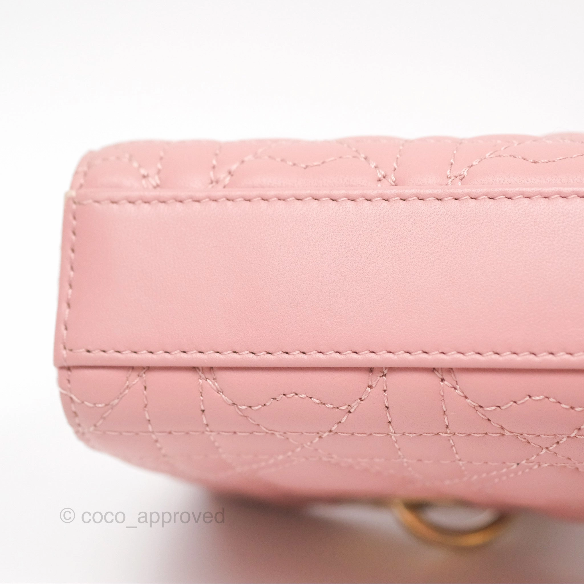 Christian Dior Lady D-Joy Micro Bag Antique Pink Lambskin Heart Quilted
