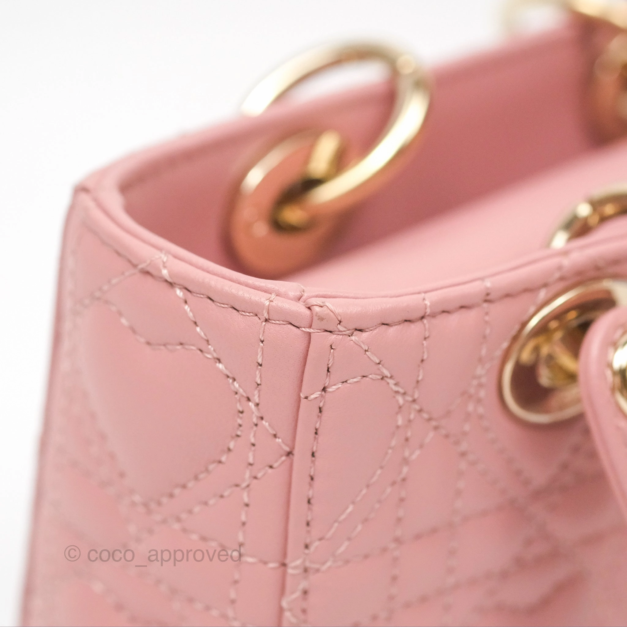 Christian Dior Lady D-Joy Micro Bag Antique Pink Lambskin Heart Quilted
