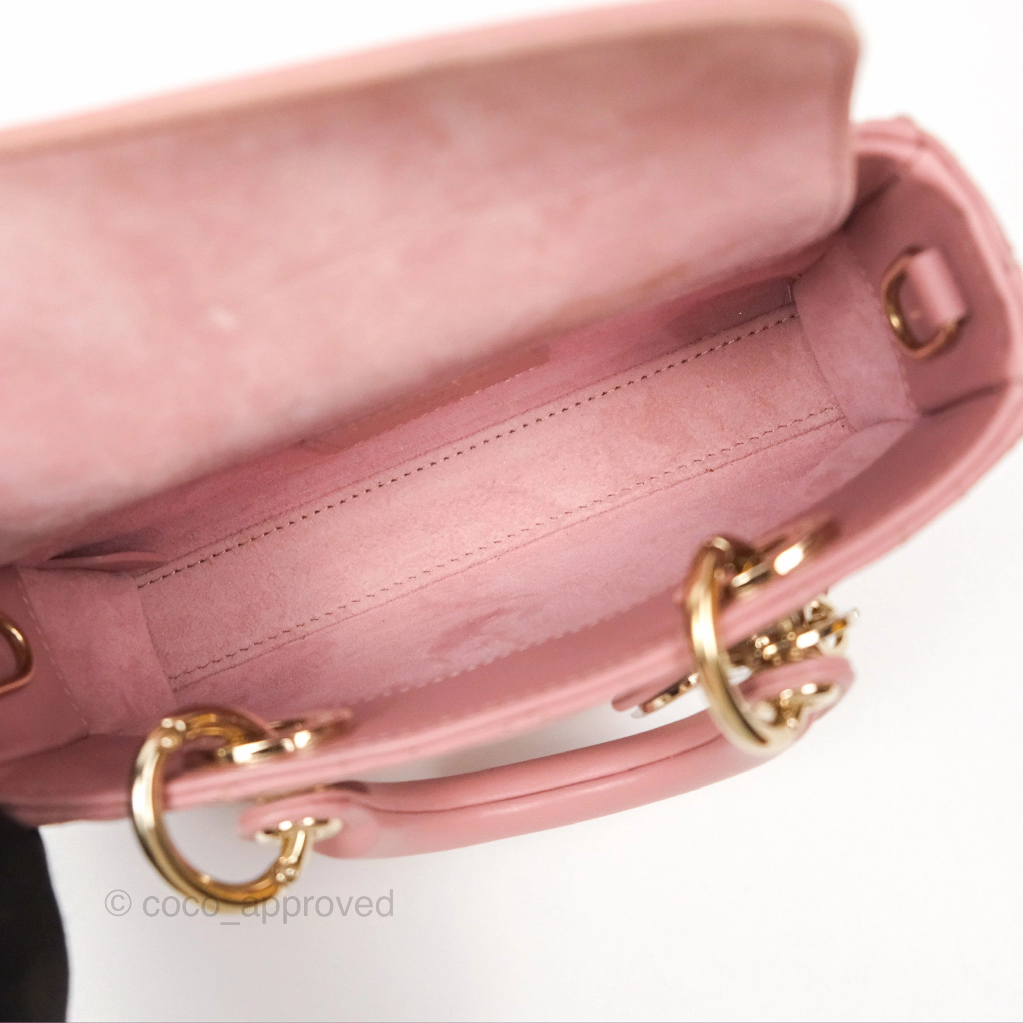 Christian Dior Lady D-Joy Micro Bag Antique Pink Lambskin Heart Quilted