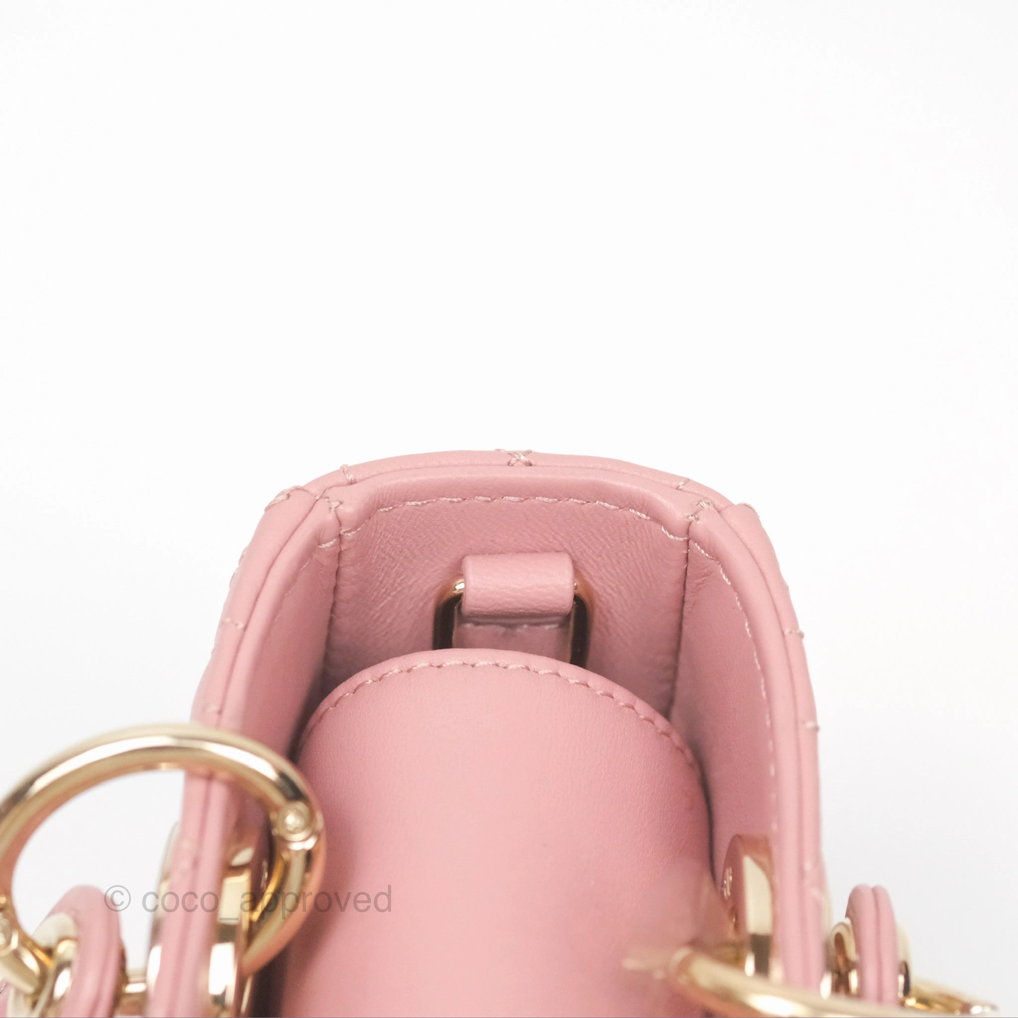 Christian Dior Lady D-Joy Micro Bag Antique Pink Lambskin Heart Quilted