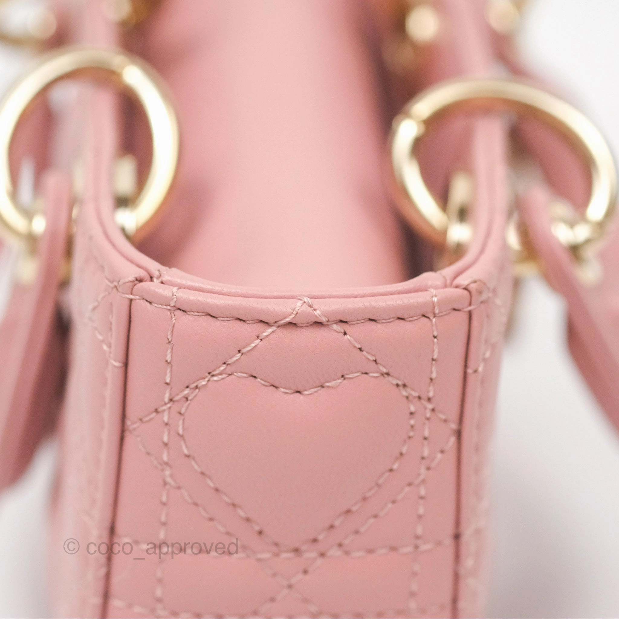 Christian Dior Lady D-Joy Micro Bag Antique Pink Lambskin Heart Quilted