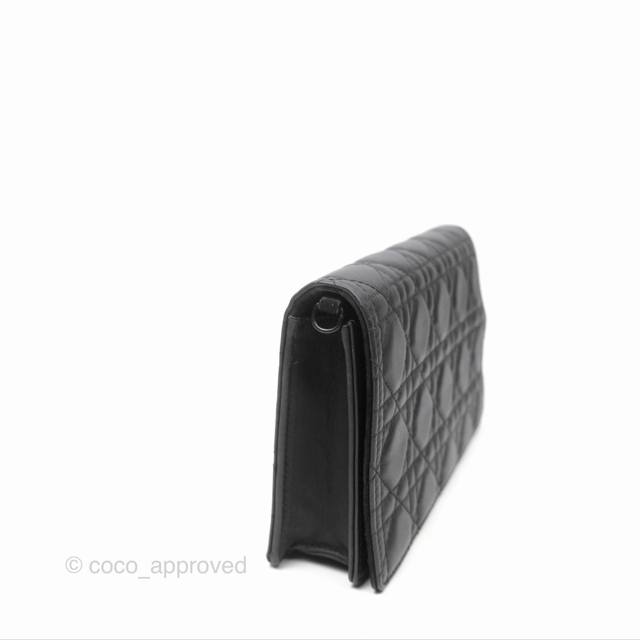 Christian Dior Lady Dior Small Clutch with Chain Lambskin So Black