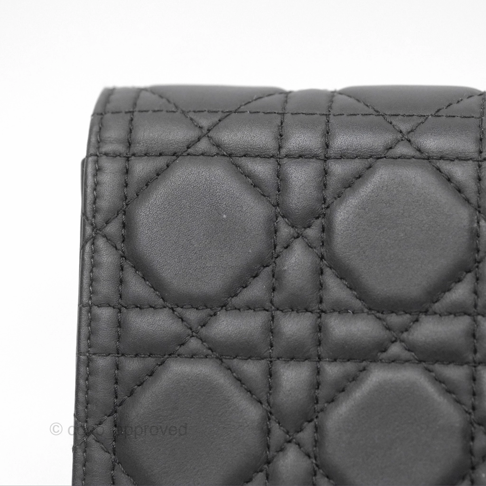 Christian Dior Lady Dior Small Clutch with Chain Lambskin So Black