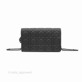 Christian Dior Lady Dior Small Clutch with Chain Lambskin So Black