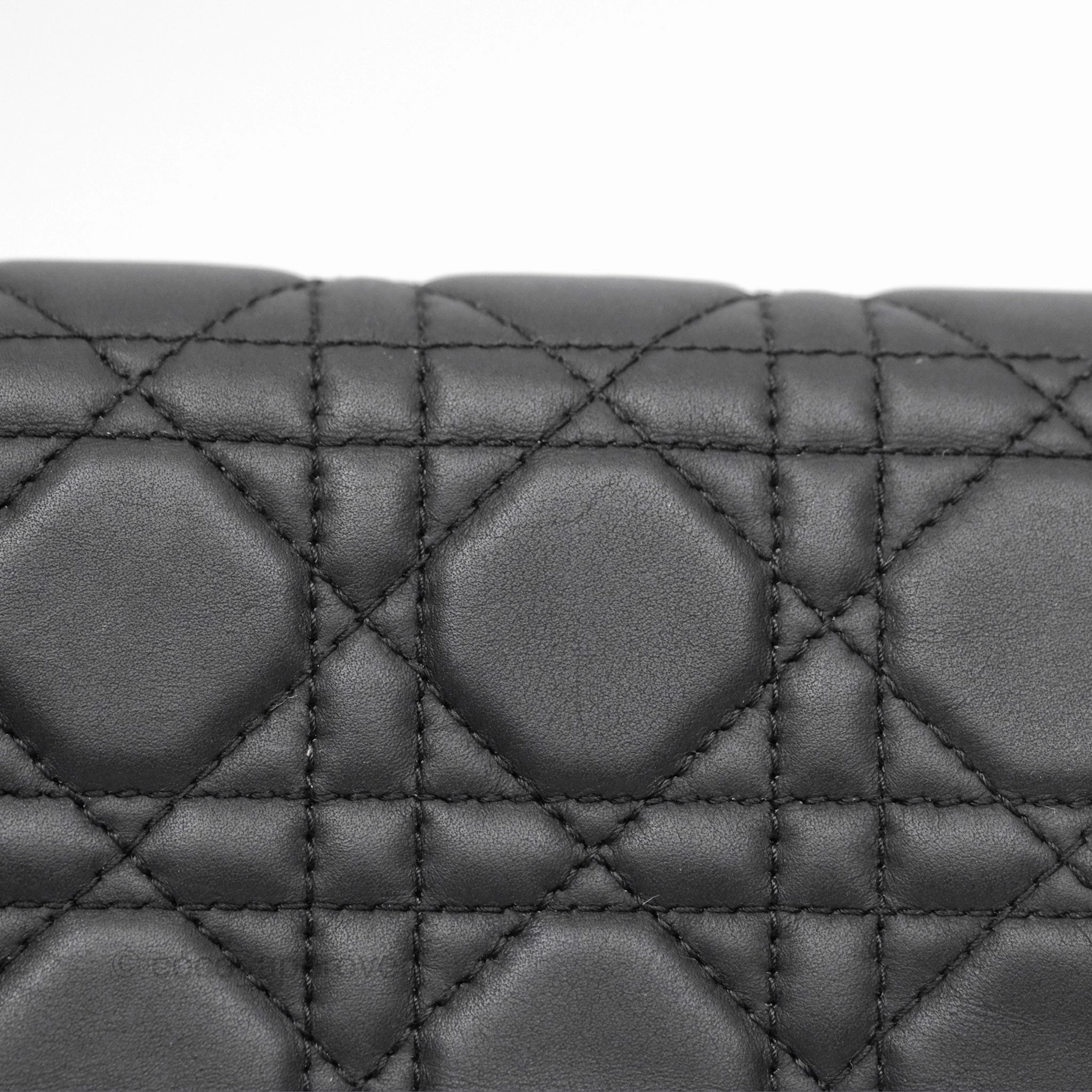 Christian Dior Lady Dior Small Clutch with Chain Lambskin So Black